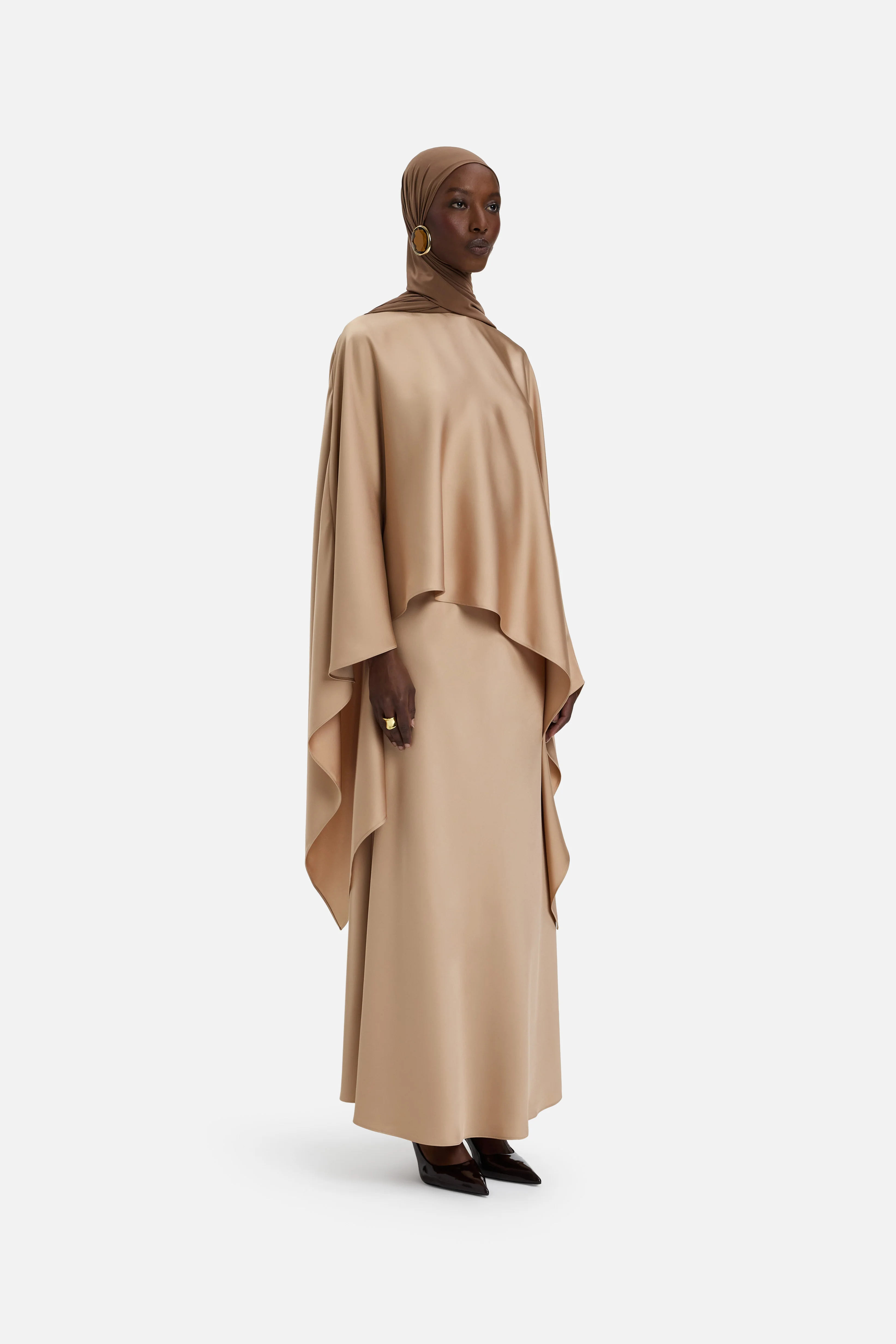 Asymmetric Cape Blouse | Nougat - Image 2