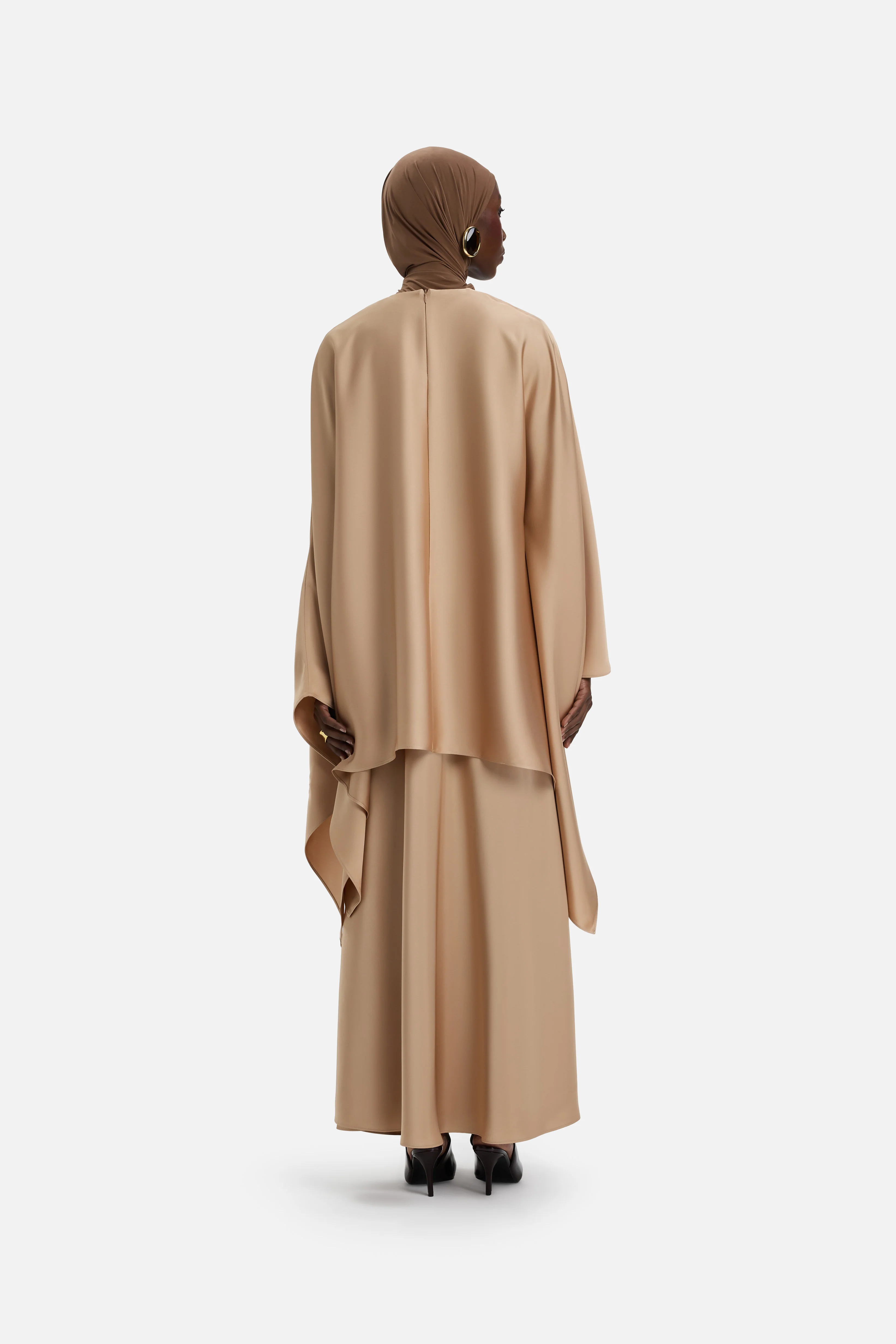 Asymmetric Cape Blouse | Nougat - Image 3