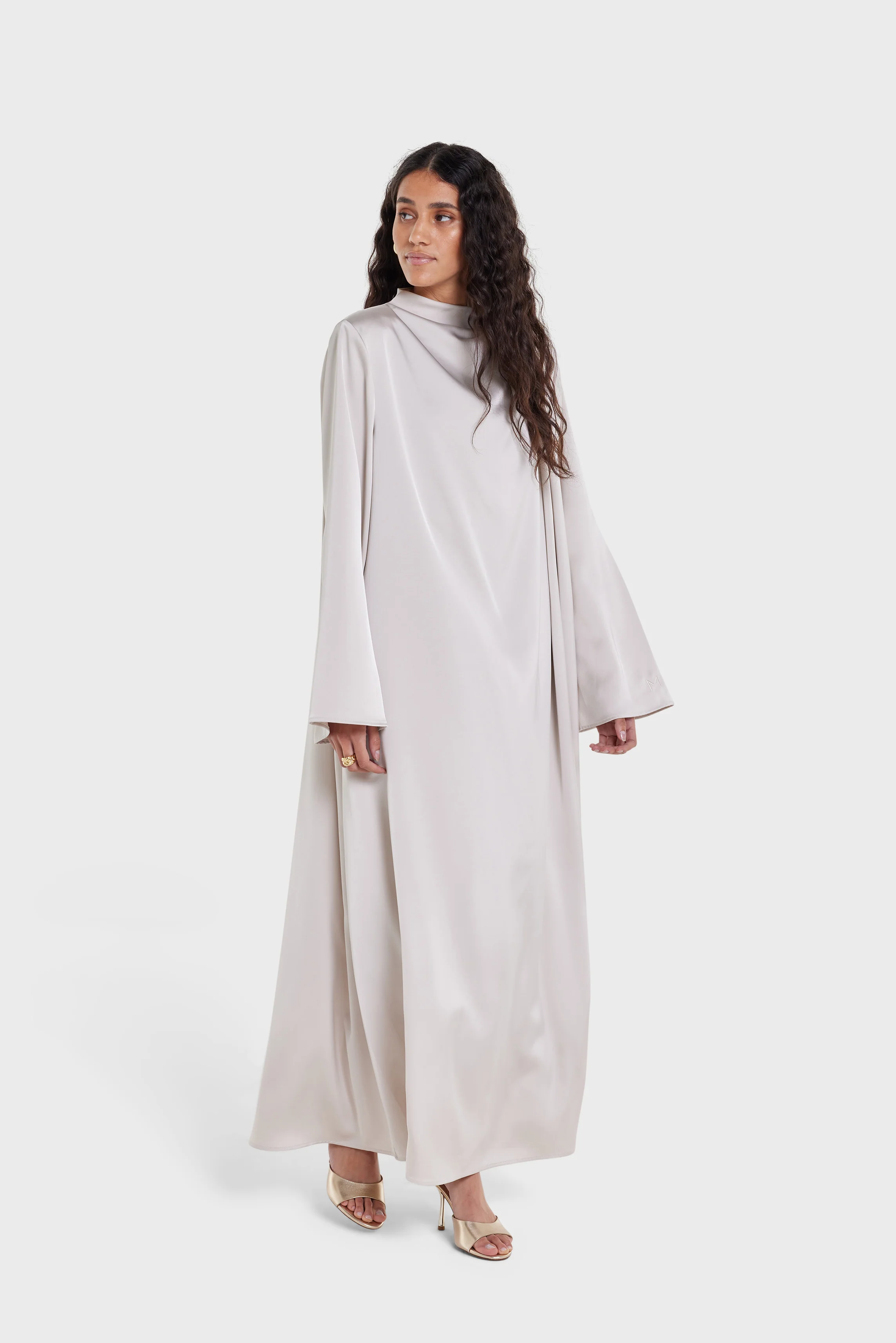Asymmetric Drape Dress Regular | Biscuit