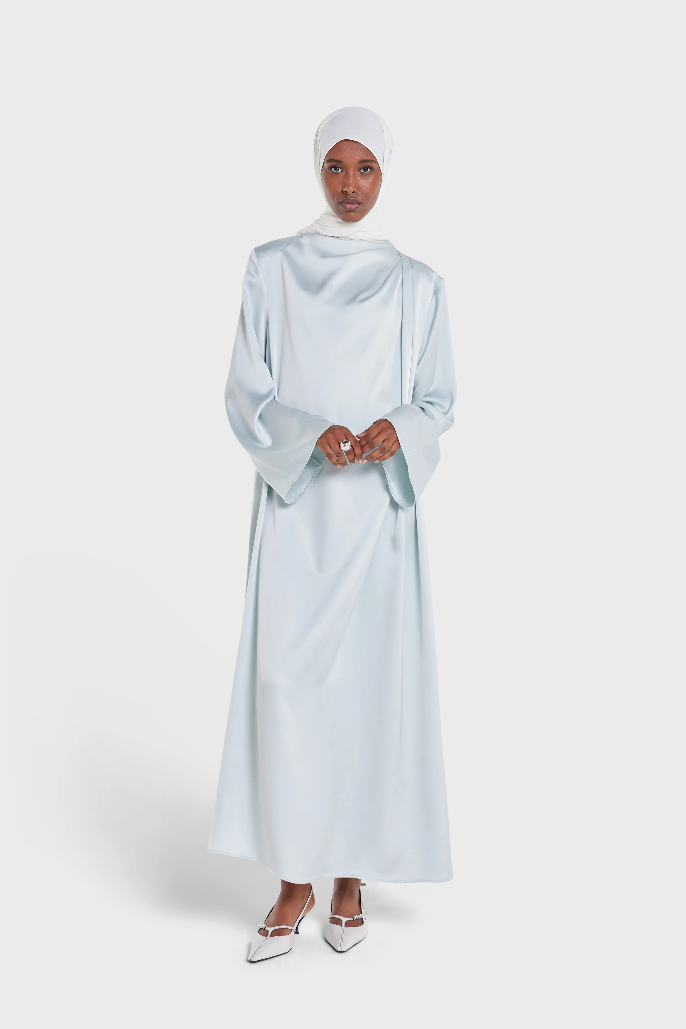 Asymmetric Drape Dress Regular | Ice Blue - Image 2