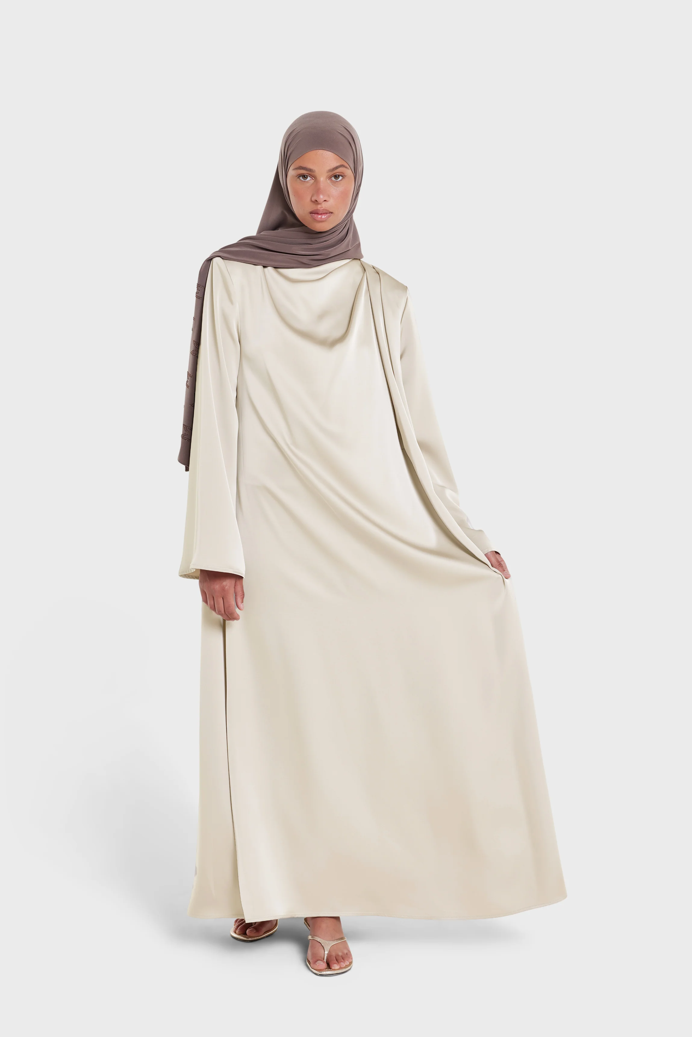 Asymmetric Drape Dress Regular | Light Sand - Image 2