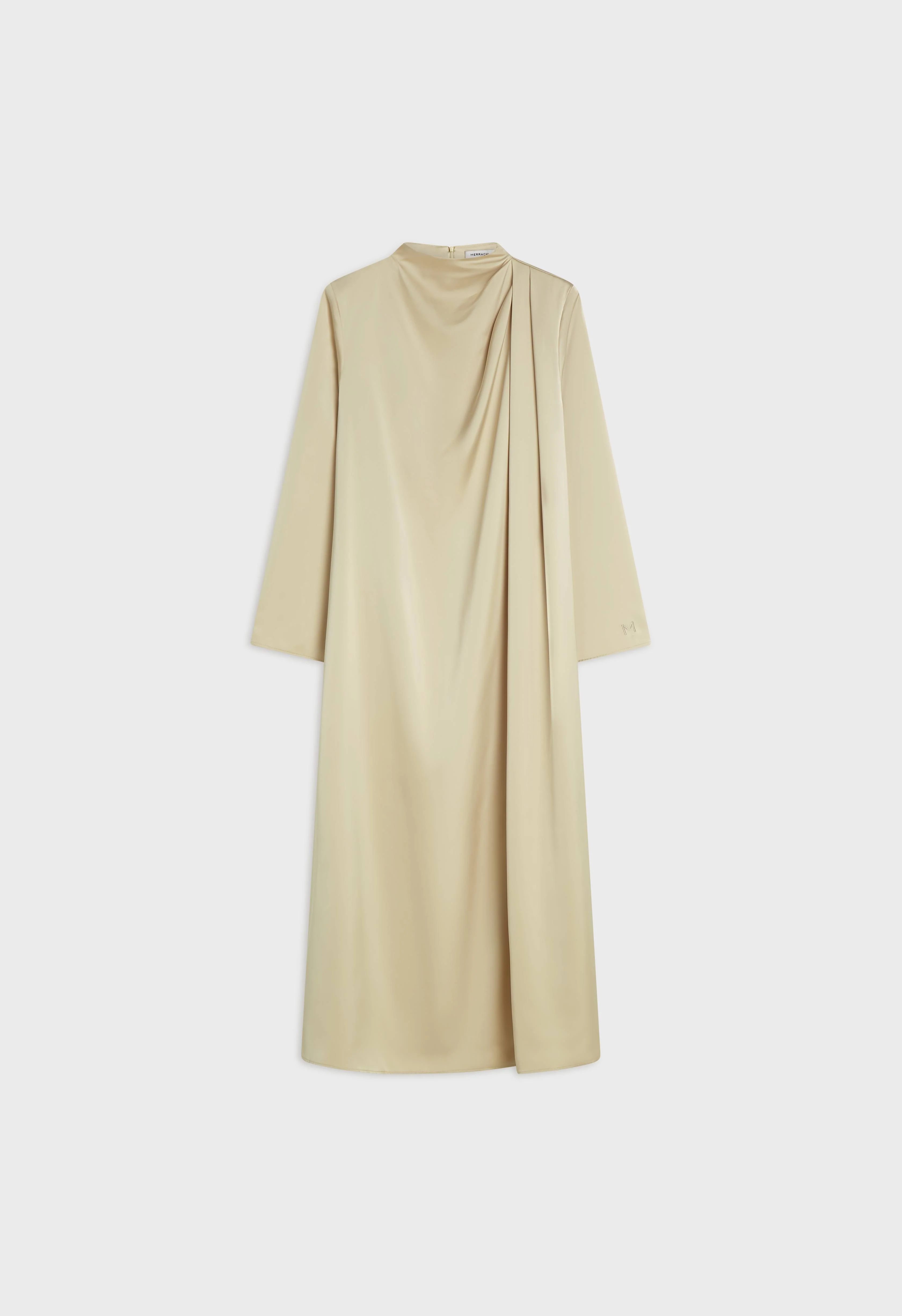 Asymmetric Drape Dress Regular | Brown Rice - Image 4