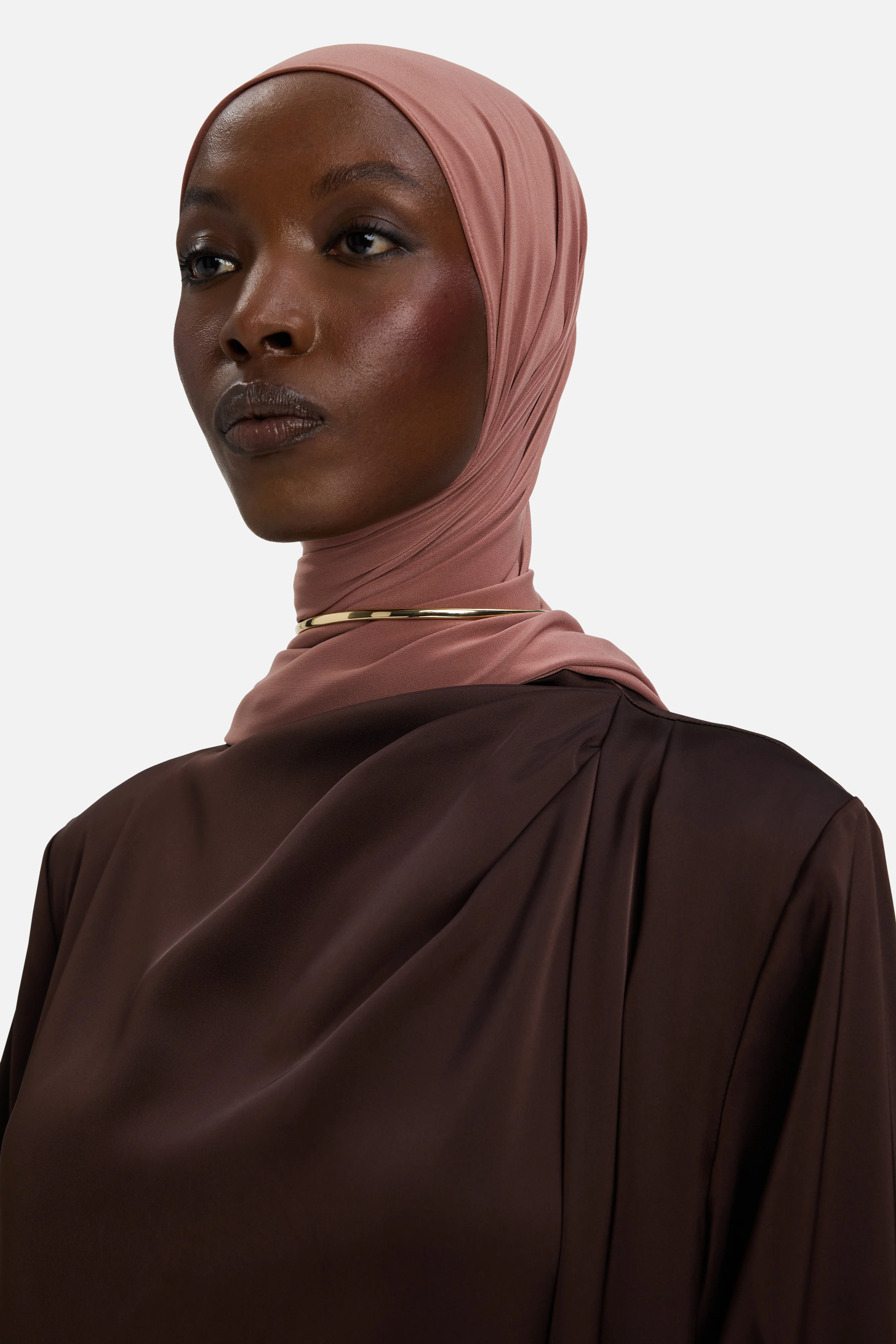 Asymmetric Drape Dress Regular | Dark Brown - Image 3