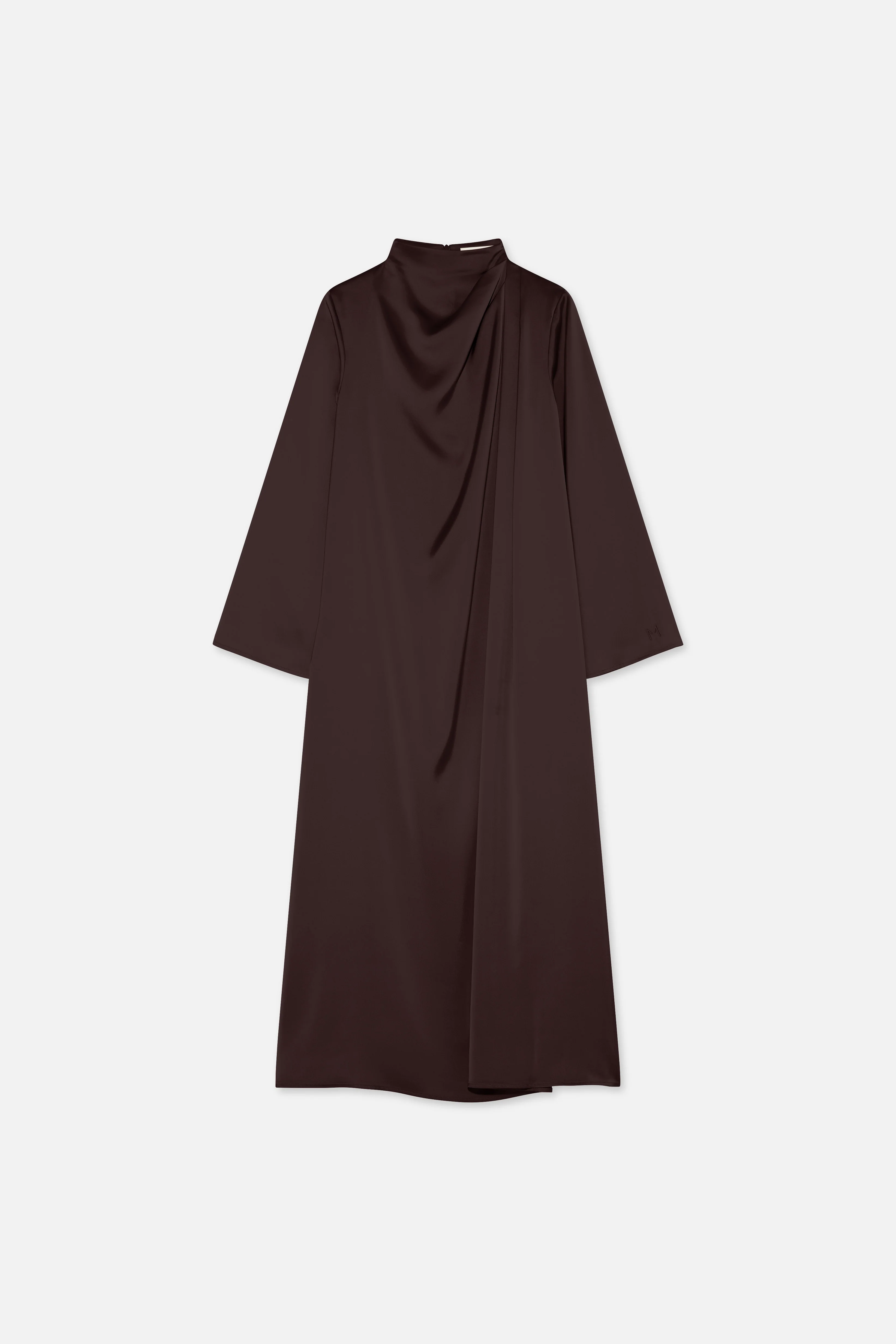 Asymmetric Drape Dress Regular | Dark Brown - Image 5