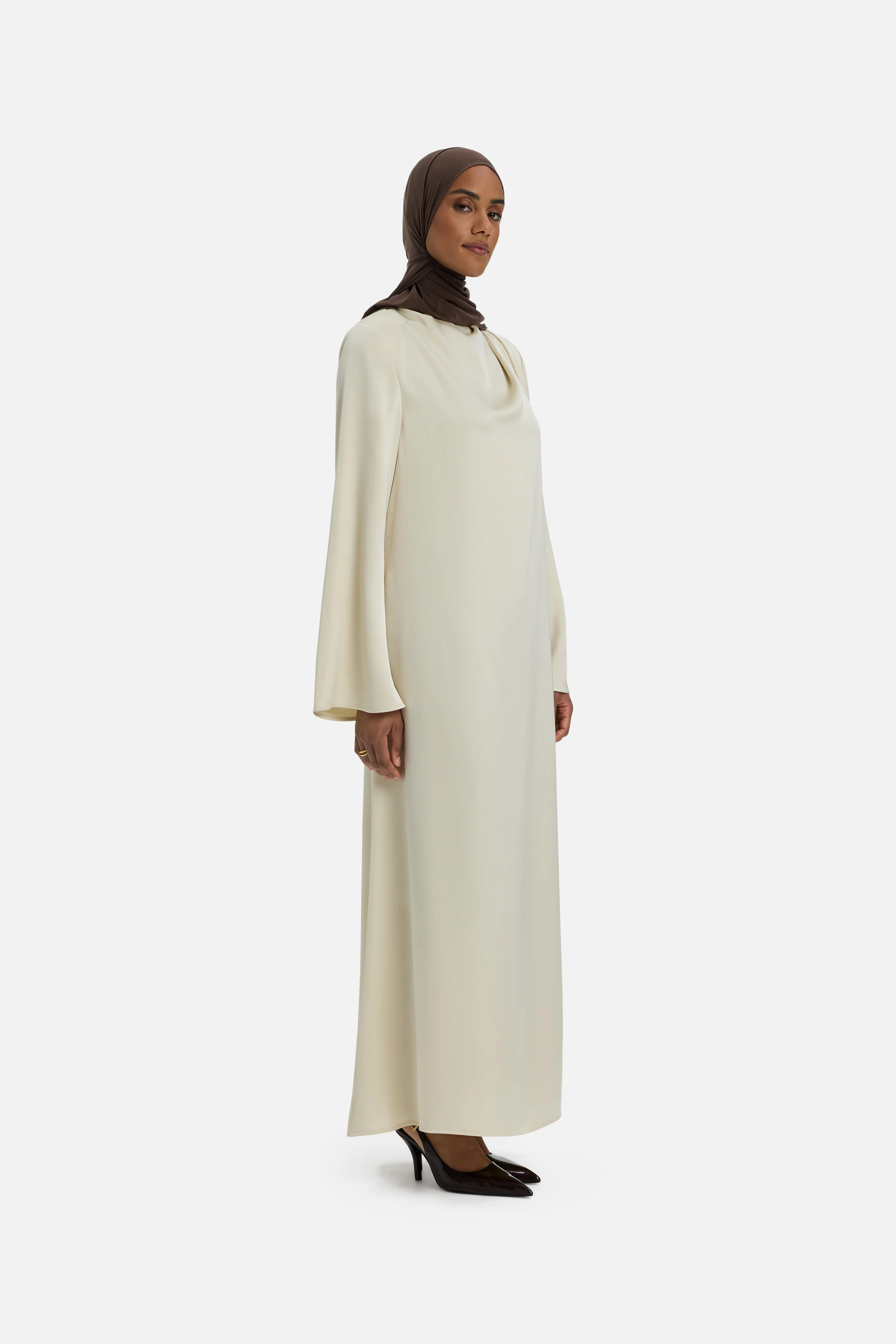 Asymmetric Drape Dress Regular | Sand - Image 2