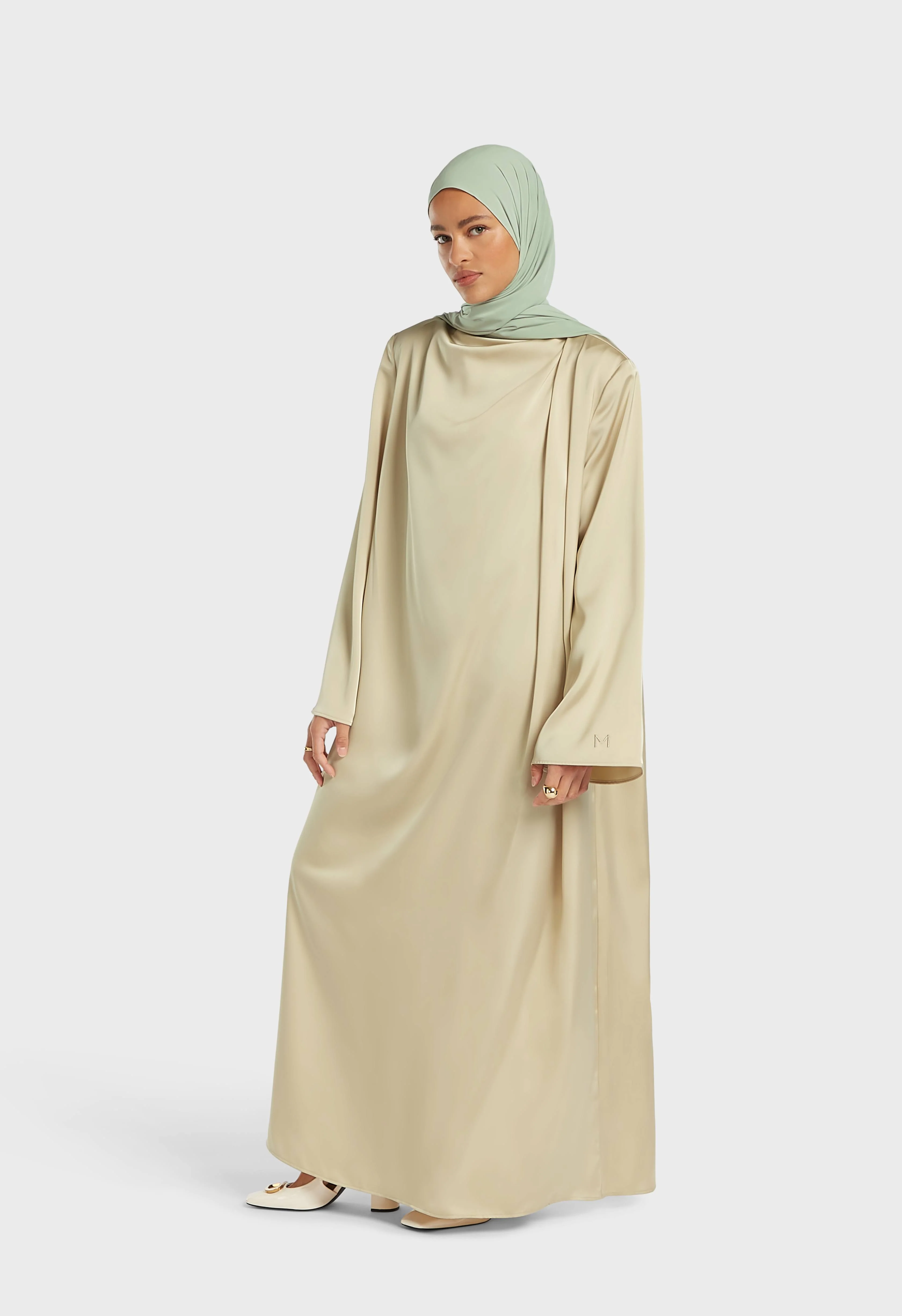Asymmetric Drape Dress Short | Brown Rice - Image 2
