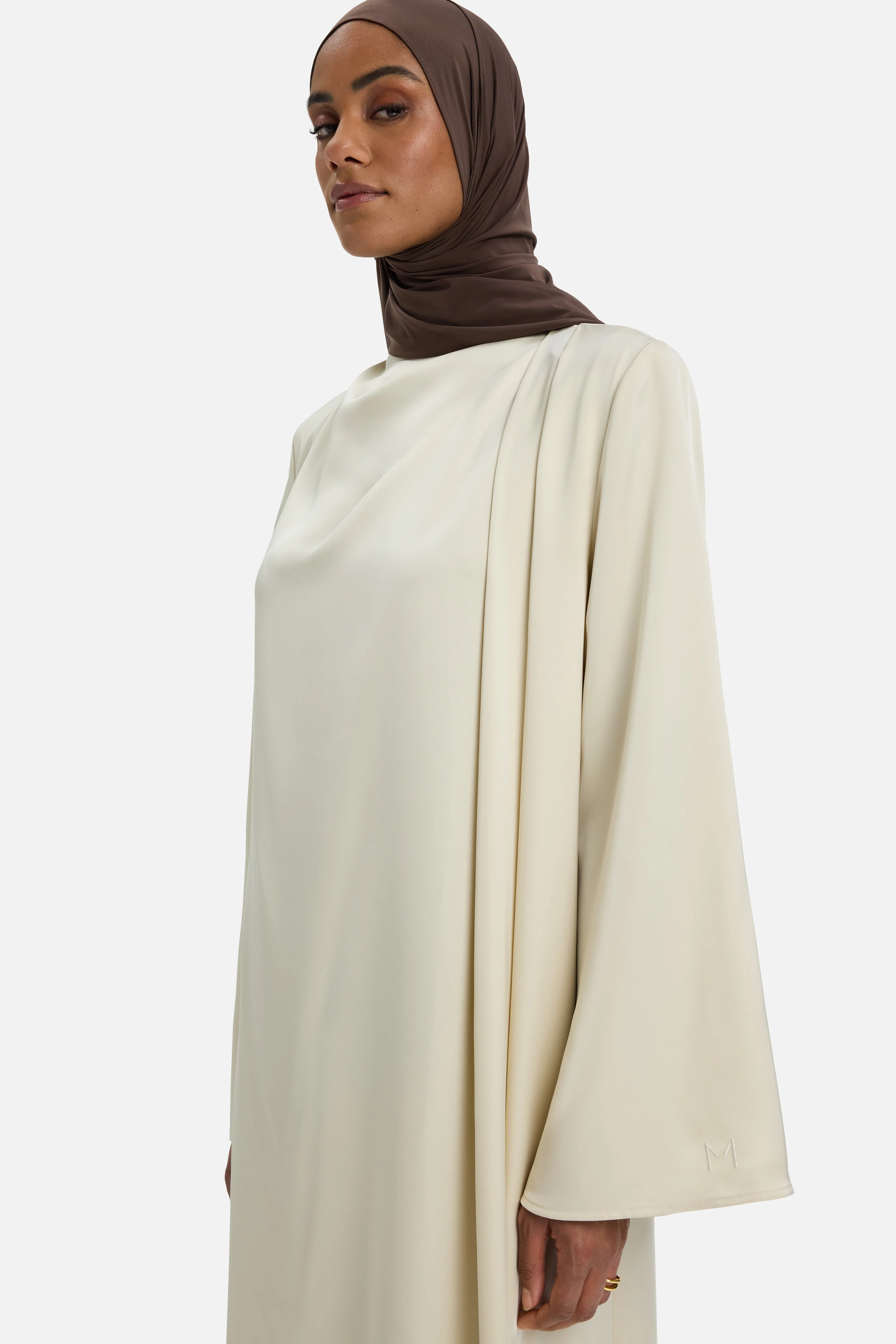 Asymmetric Drape Dress Short | Sand - Image 3