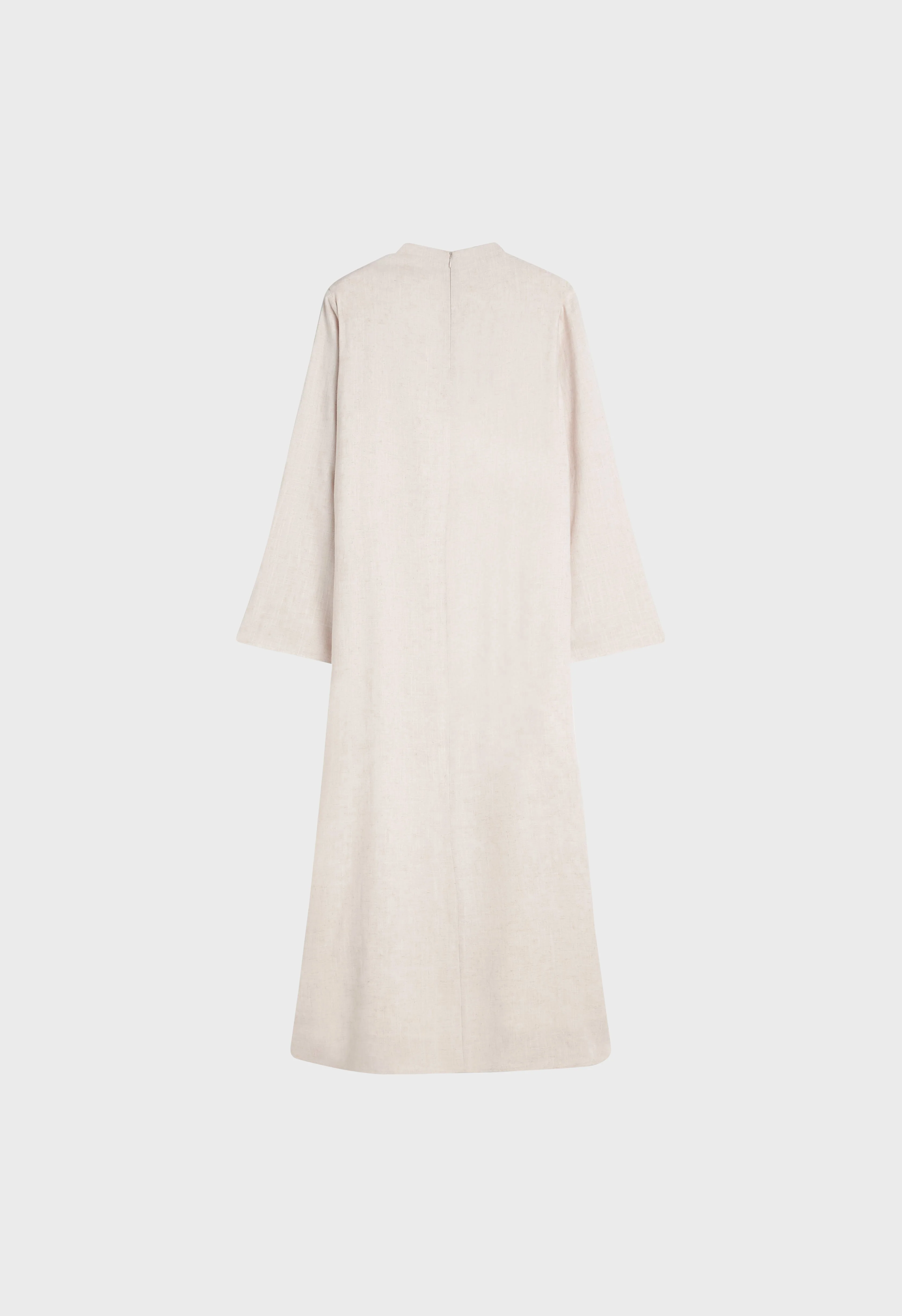 Asymmetric Linen Drape Dress | Beige Melange - Image 3