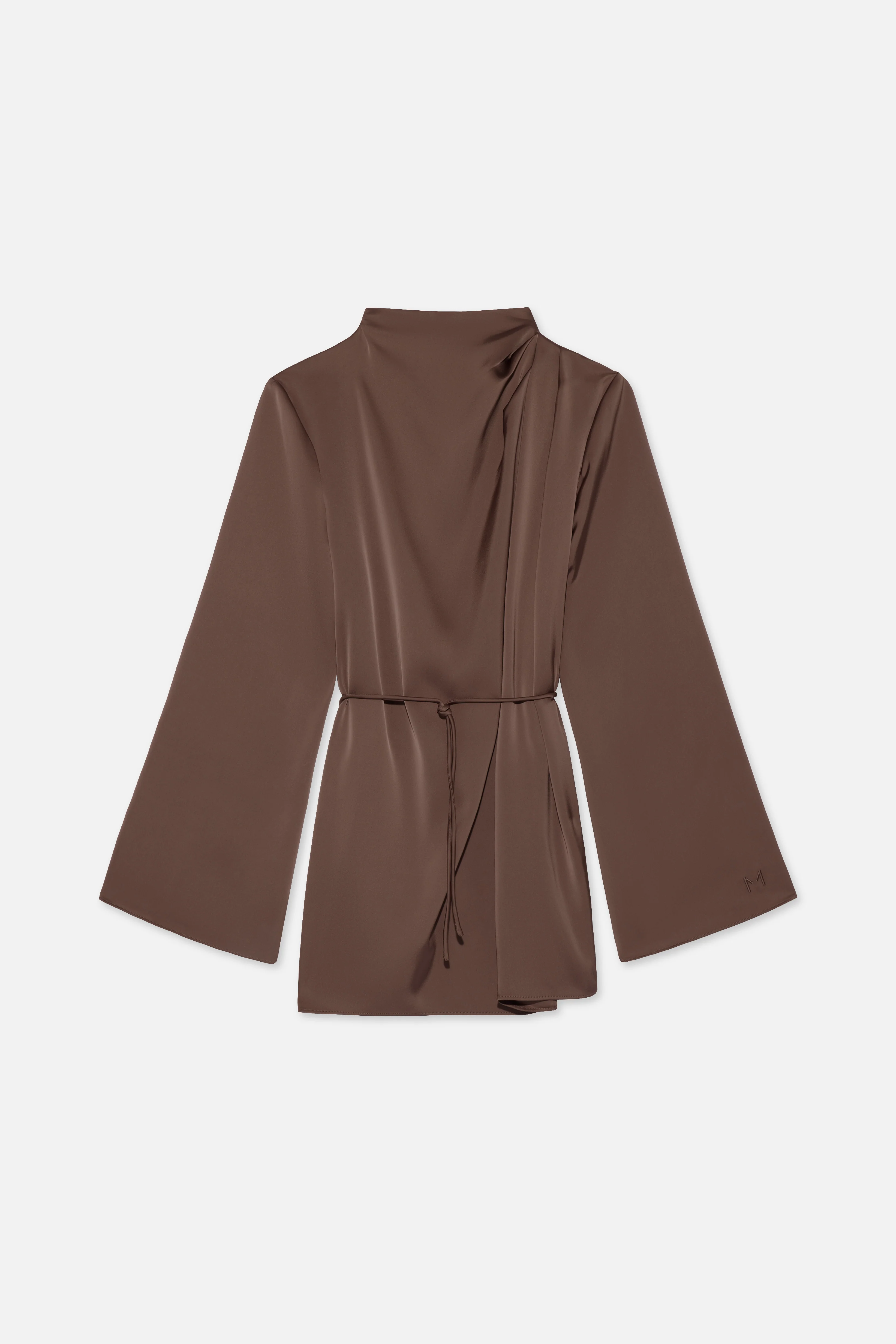 Asymmetric Pleat Blouse | Ash Brown - Image 5