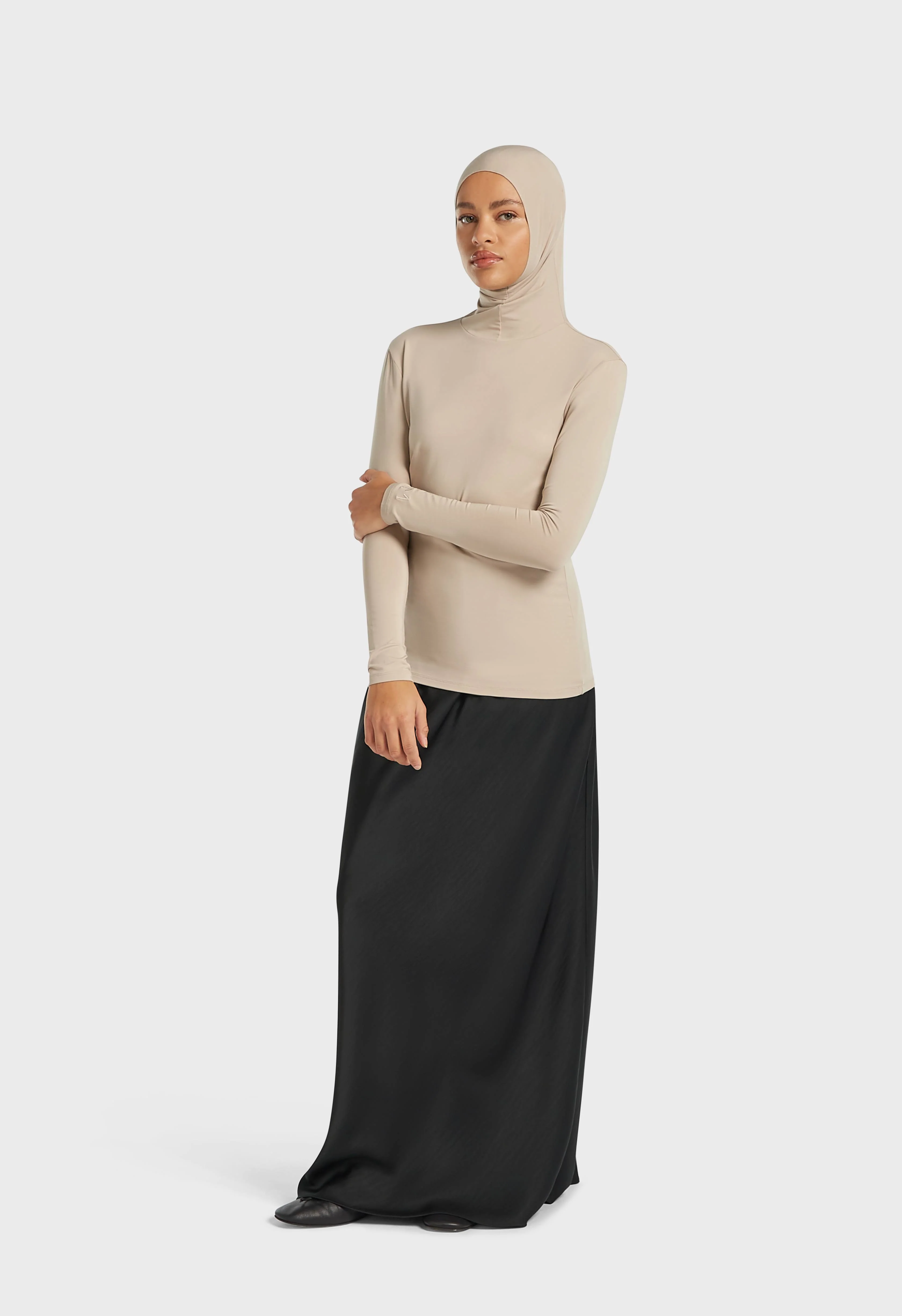 Bamboo Hijab Top | Grey Tan - Image 2