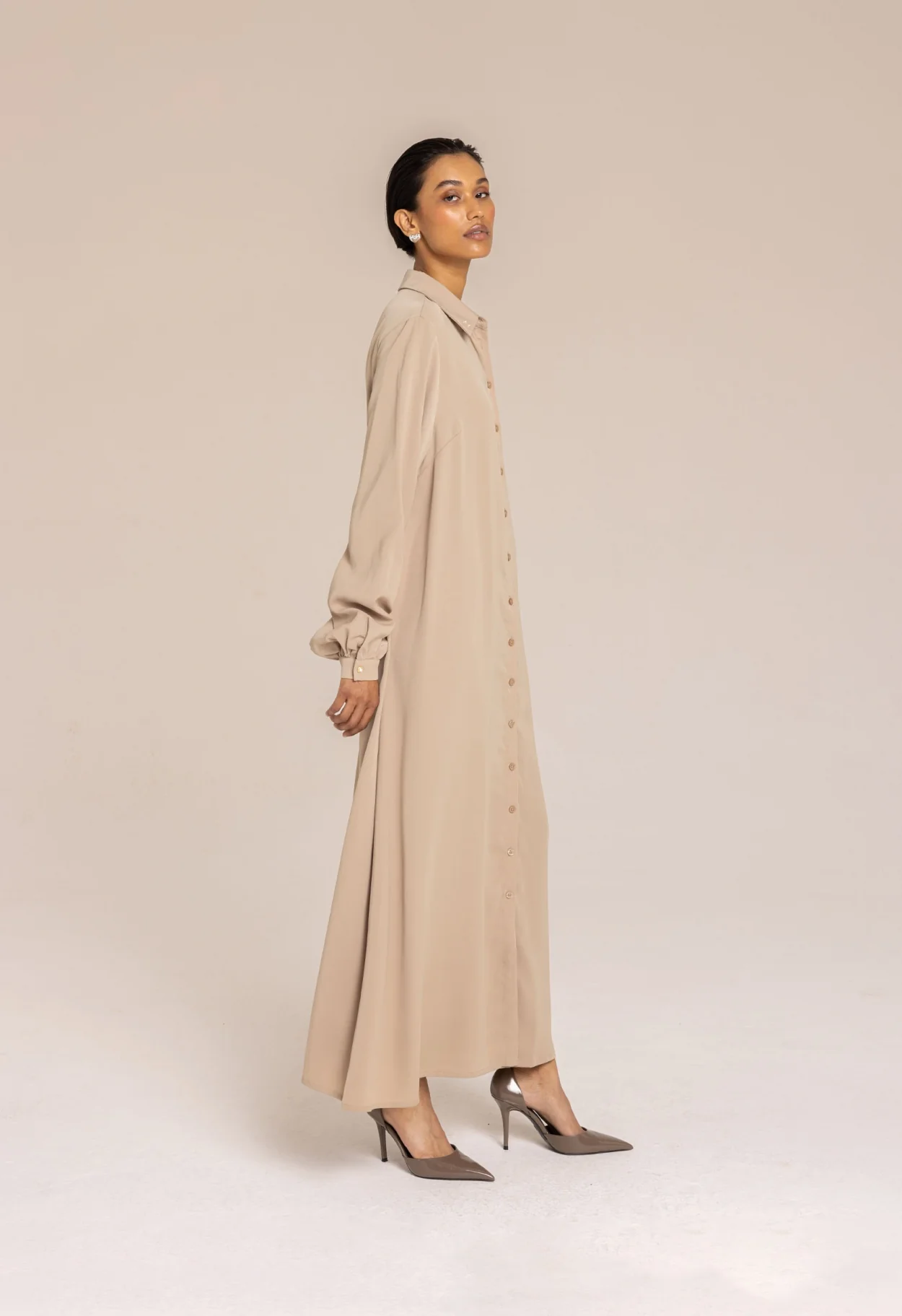 Belted Dress | Khaki - Image 2
