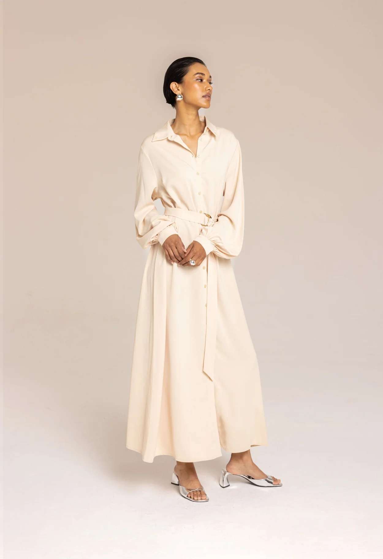 Belted Dress | Nude - Image 2