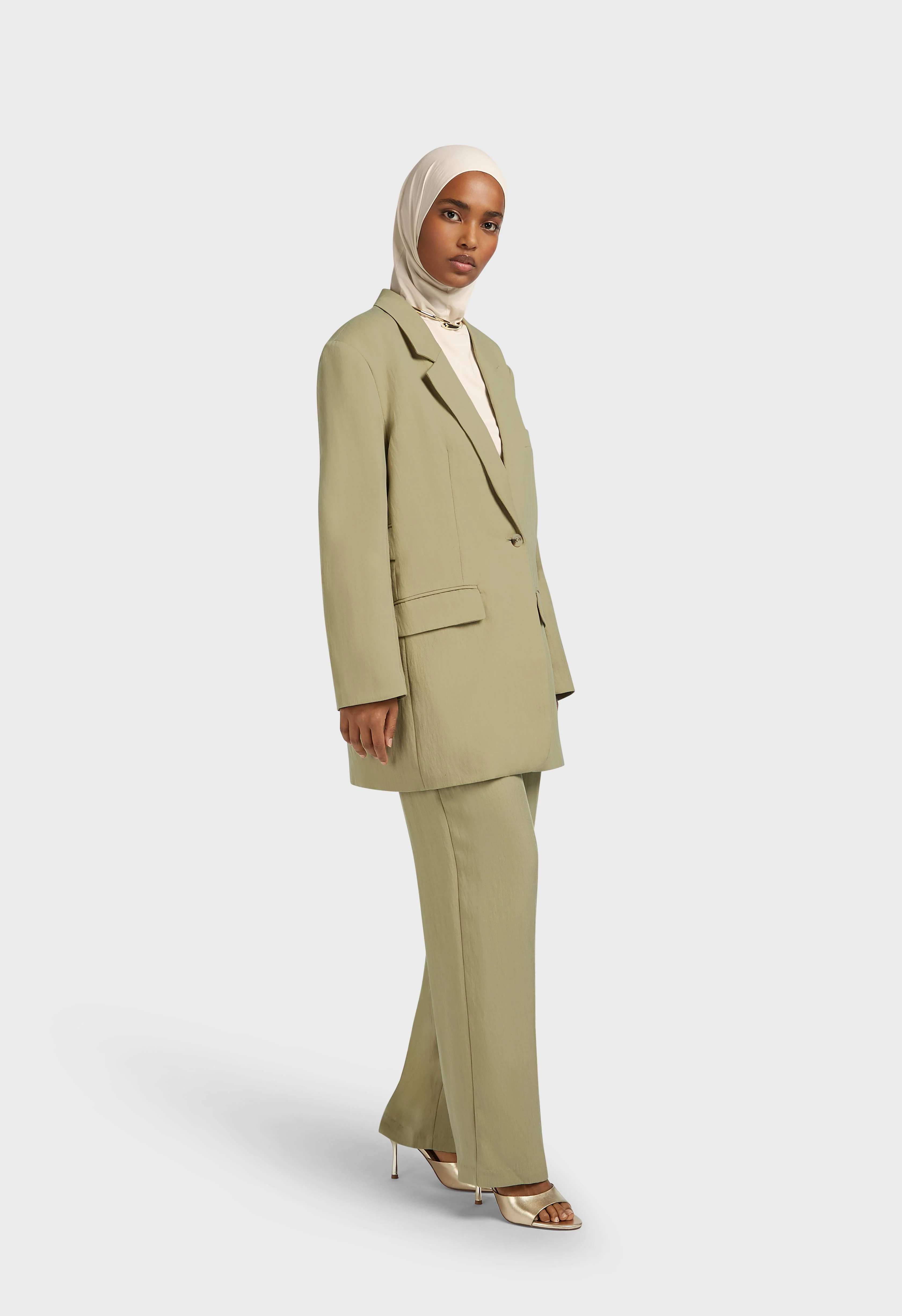 Box Fit Blazer | Grey Green - Image 2