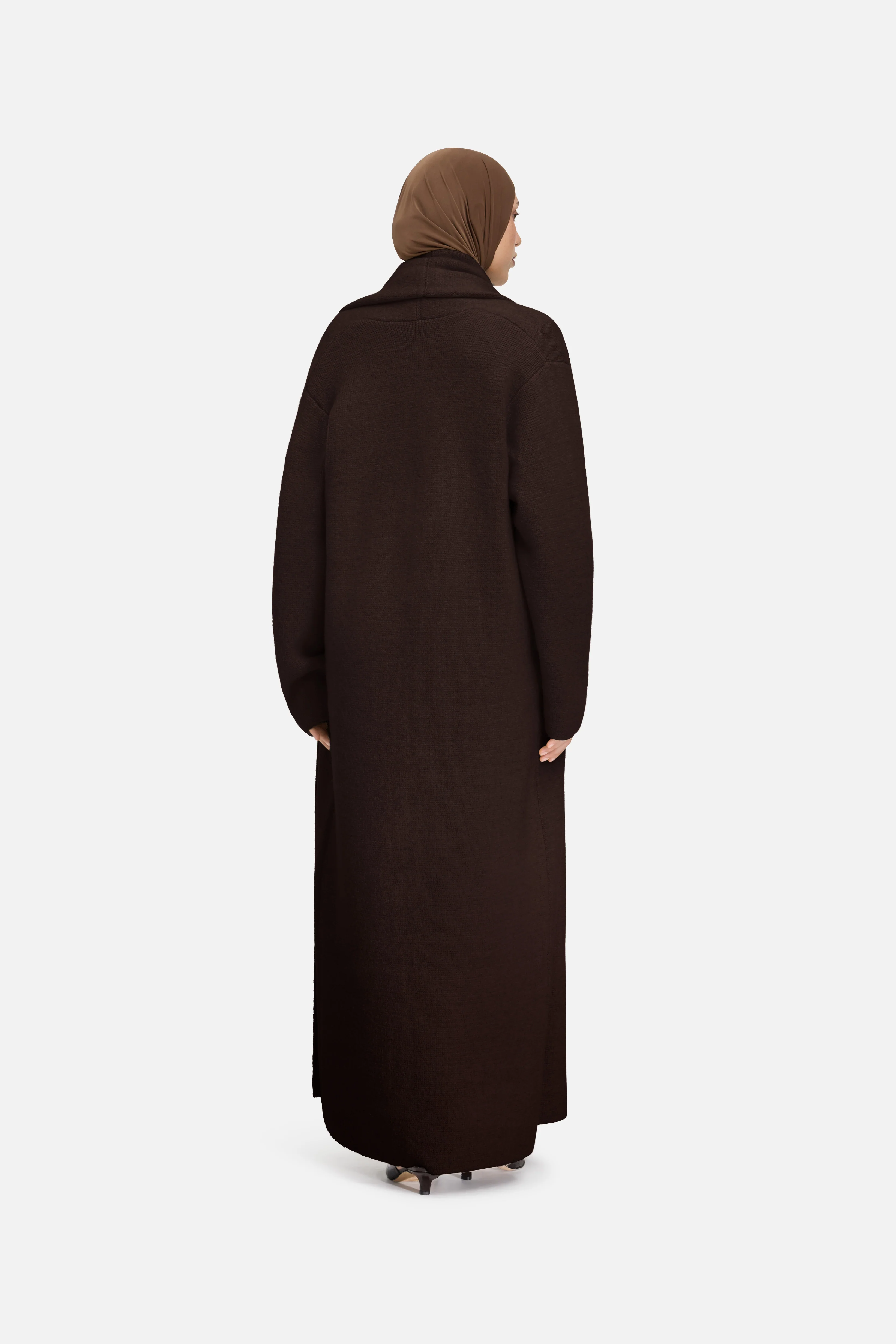 Brushed Knit Abaya | Dark Brown - Image 4