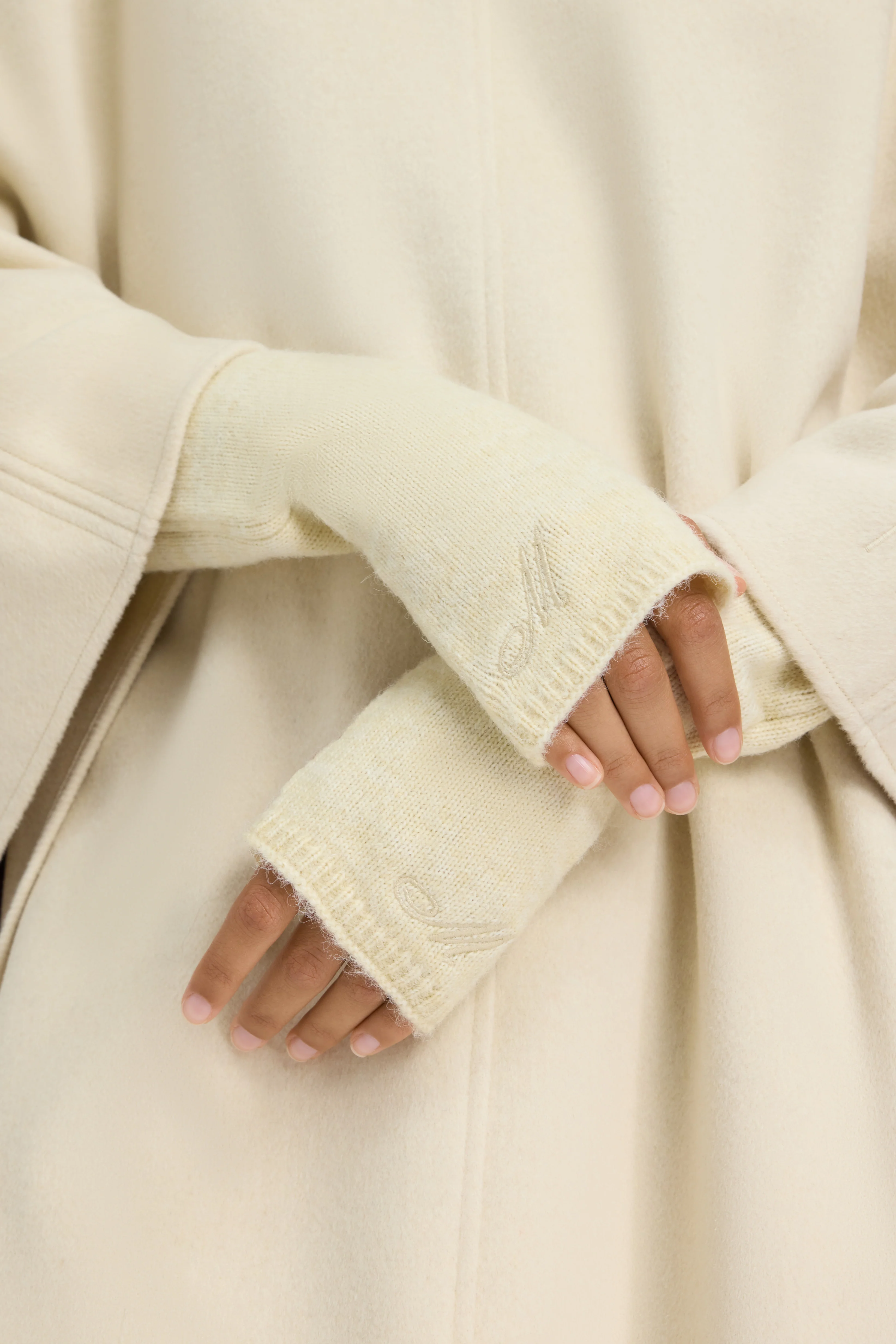 Brushed Knit Gloves | Cloud White - Image 3