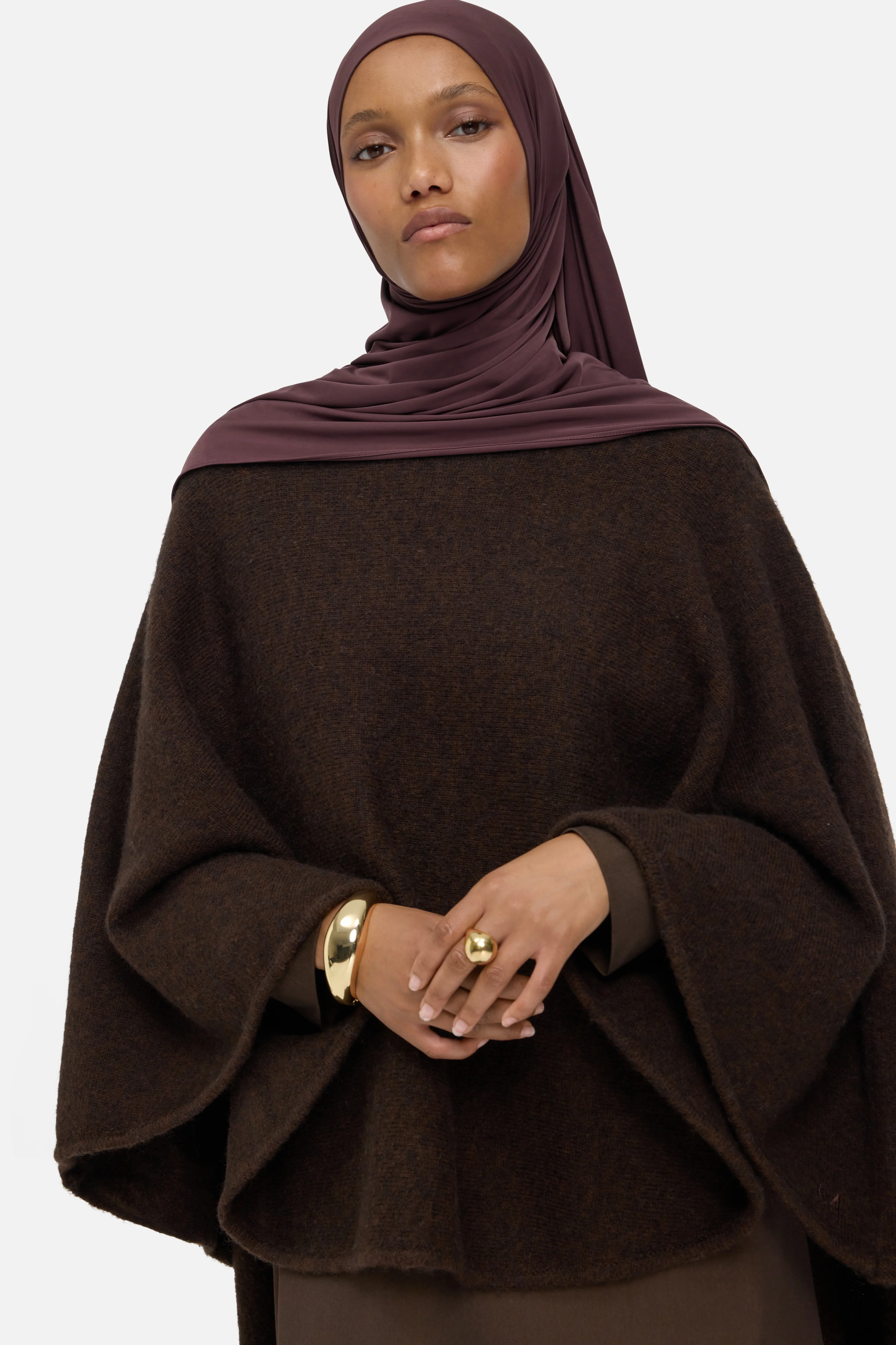 Brushed Knit Poncho | Dark Brown - Image 3
