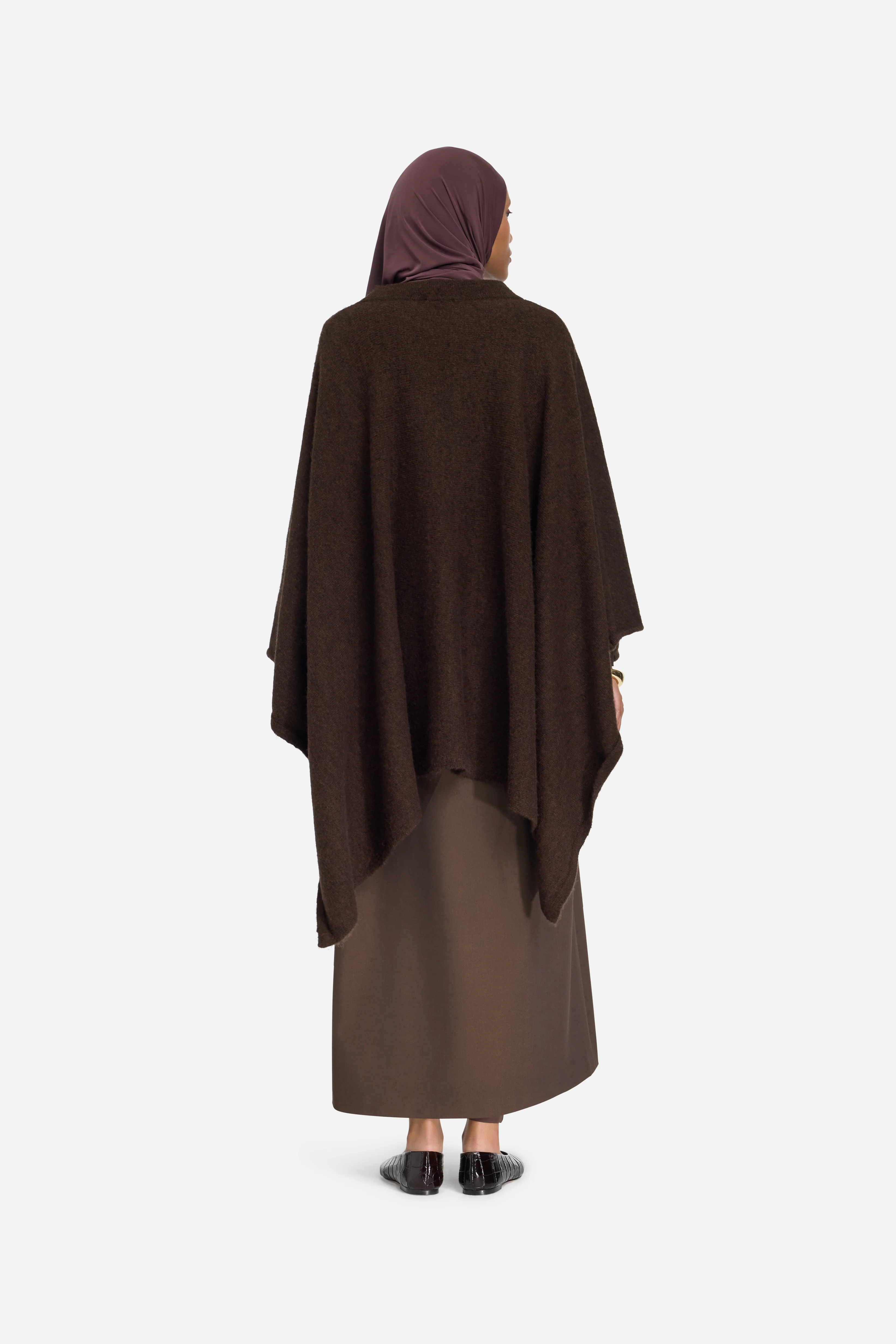 Brushed Knit Poncho | Dark Brown - Image 4