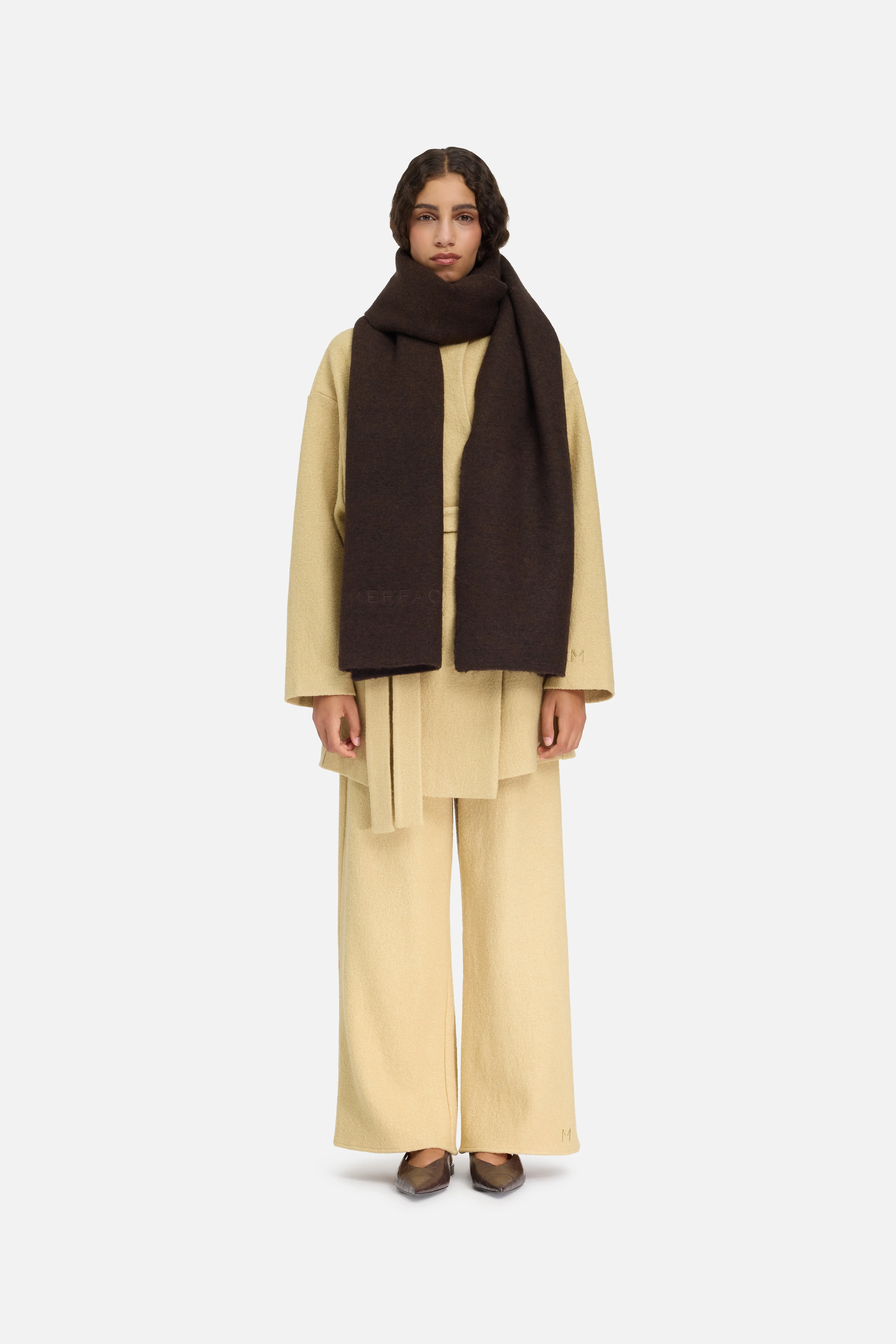 Brushed Knit Scarf | Dark Brown