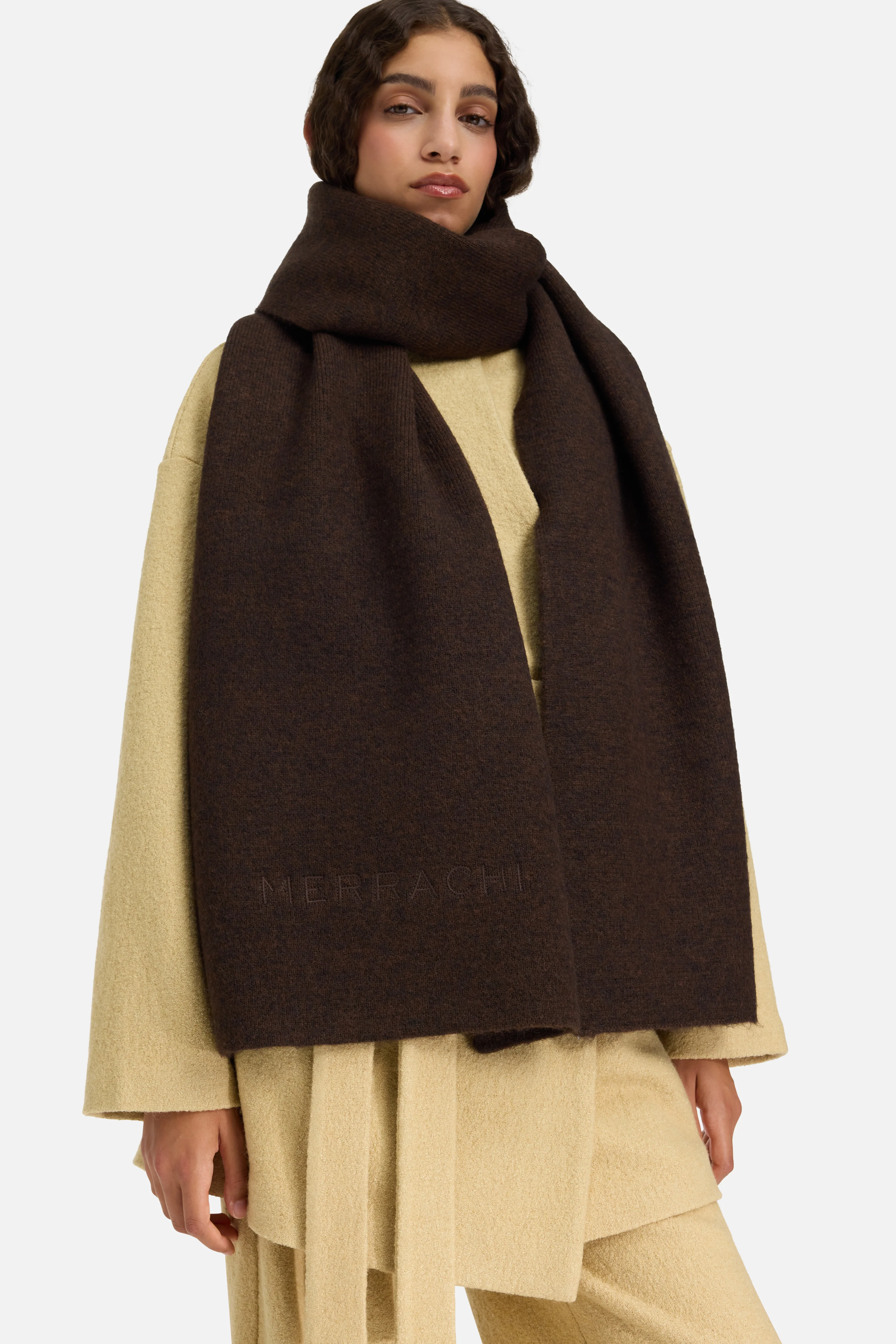 Brushed Knit Scarf | Dark Brown - Image 2