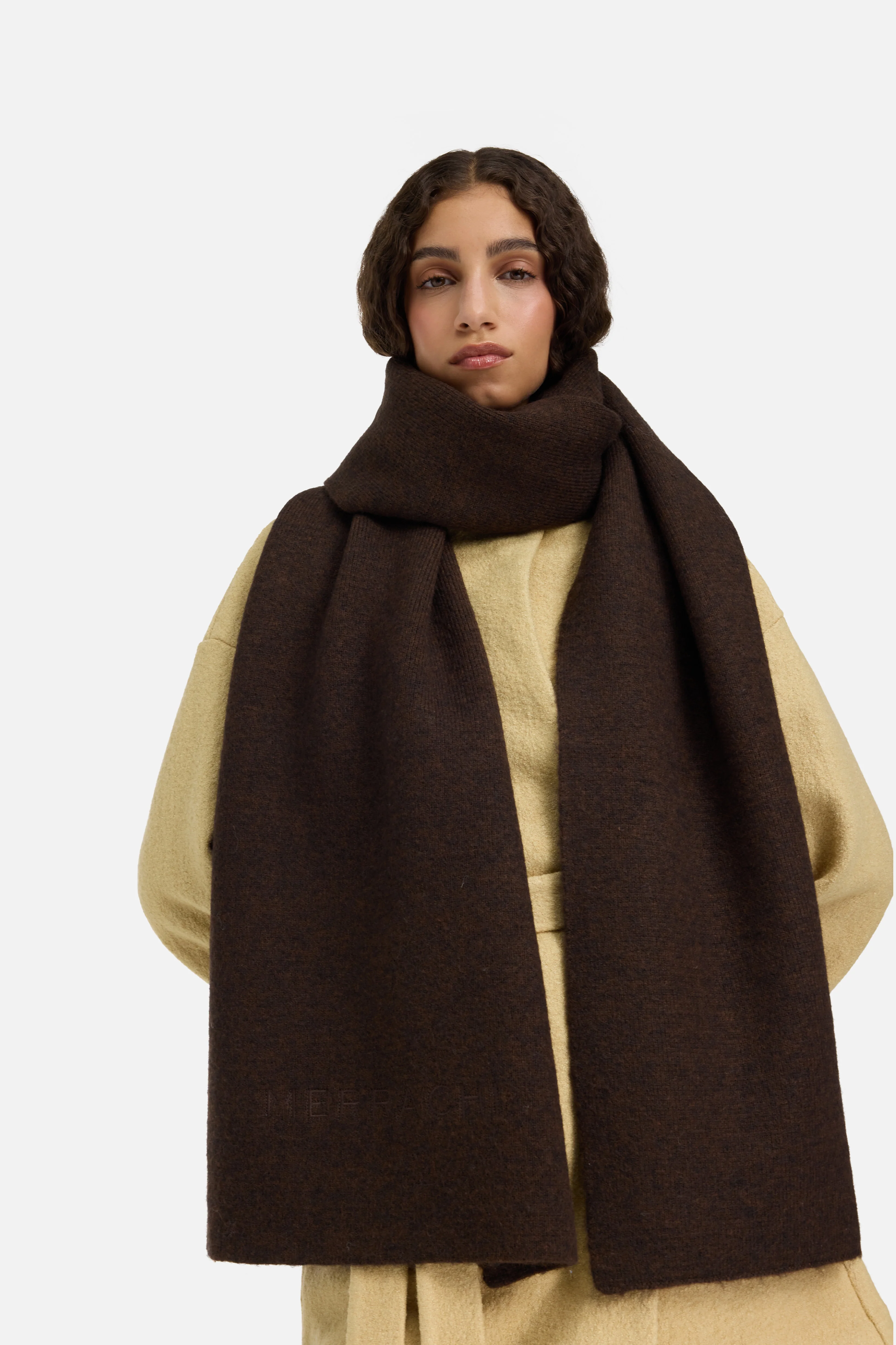 Brushed Knit Scarf | Dark Brown - Image 3