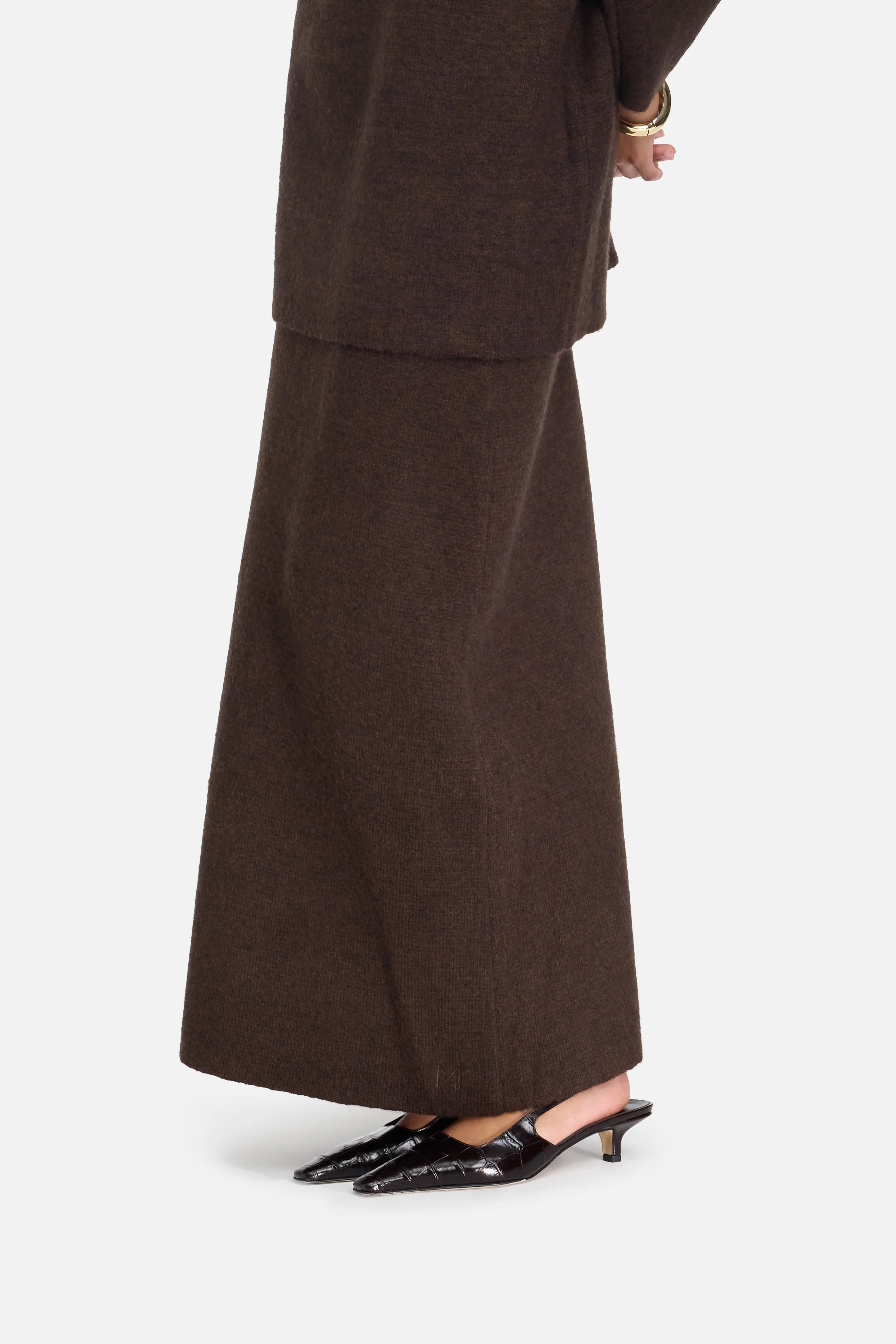 Brushed Knit Skirt | Dark Brown - Image 3