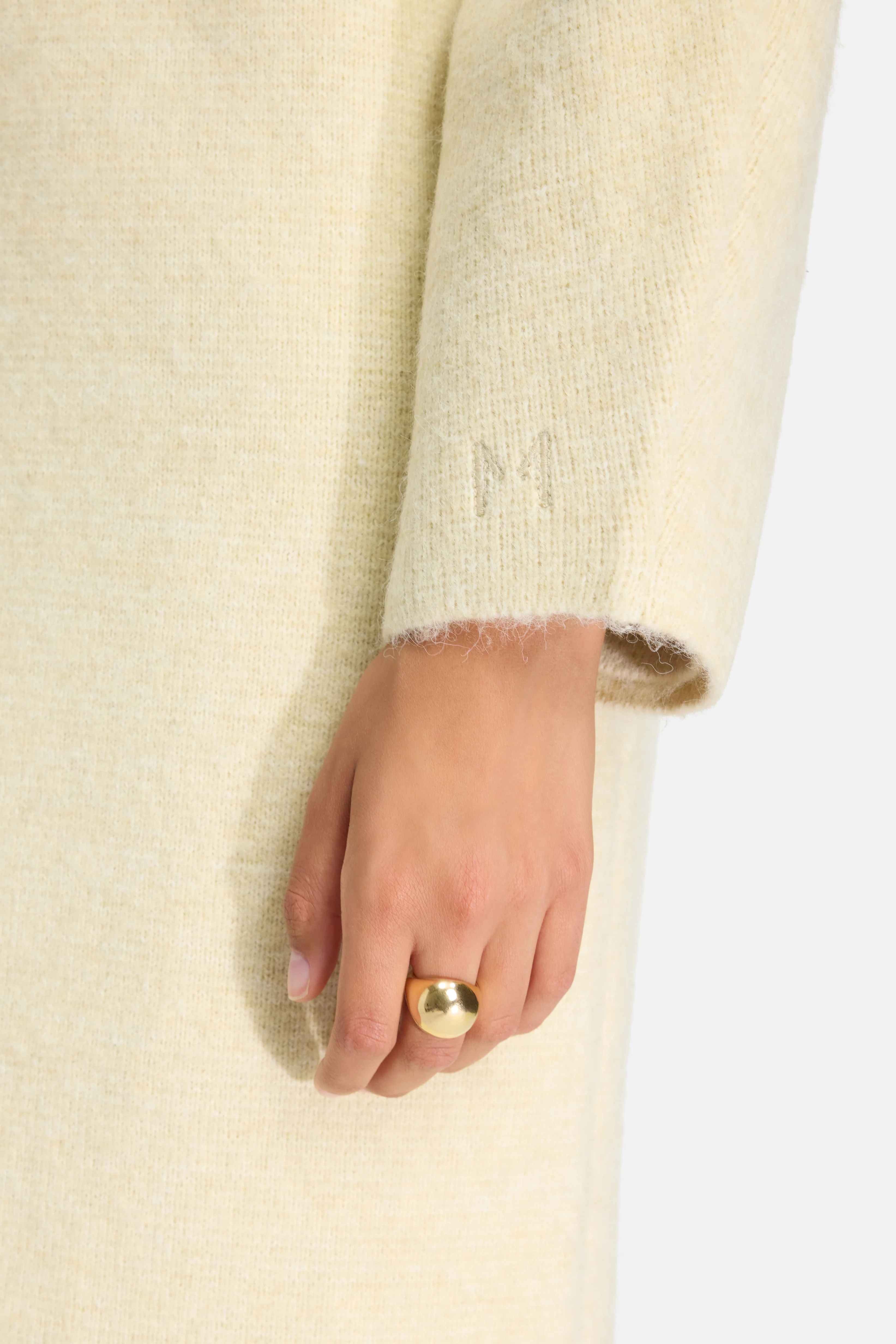 Brushed Knit V-Neck Dress | Cloud White - Image 3