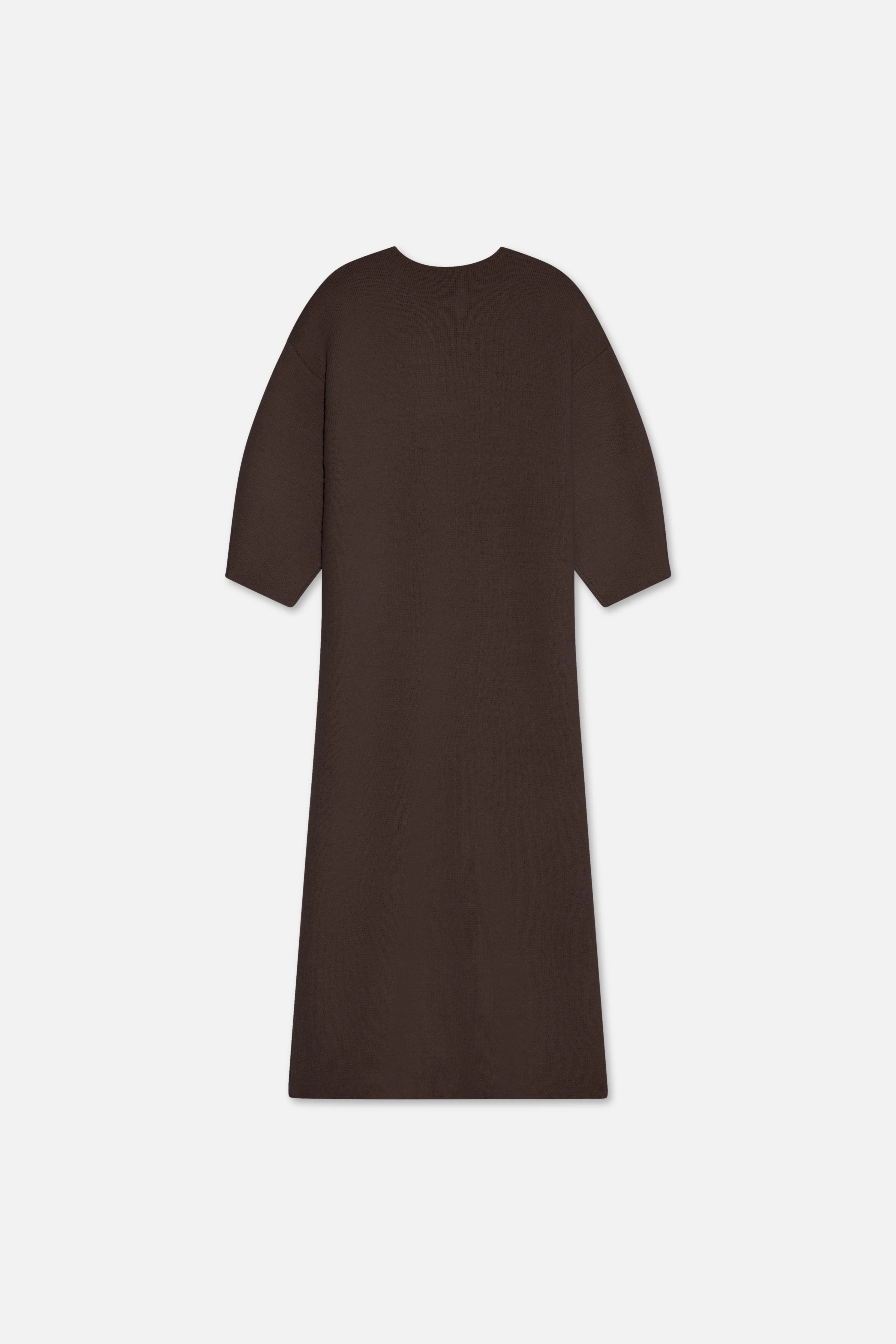 Brushed Knit V-Neck Dress | Dark Brown - Image 6