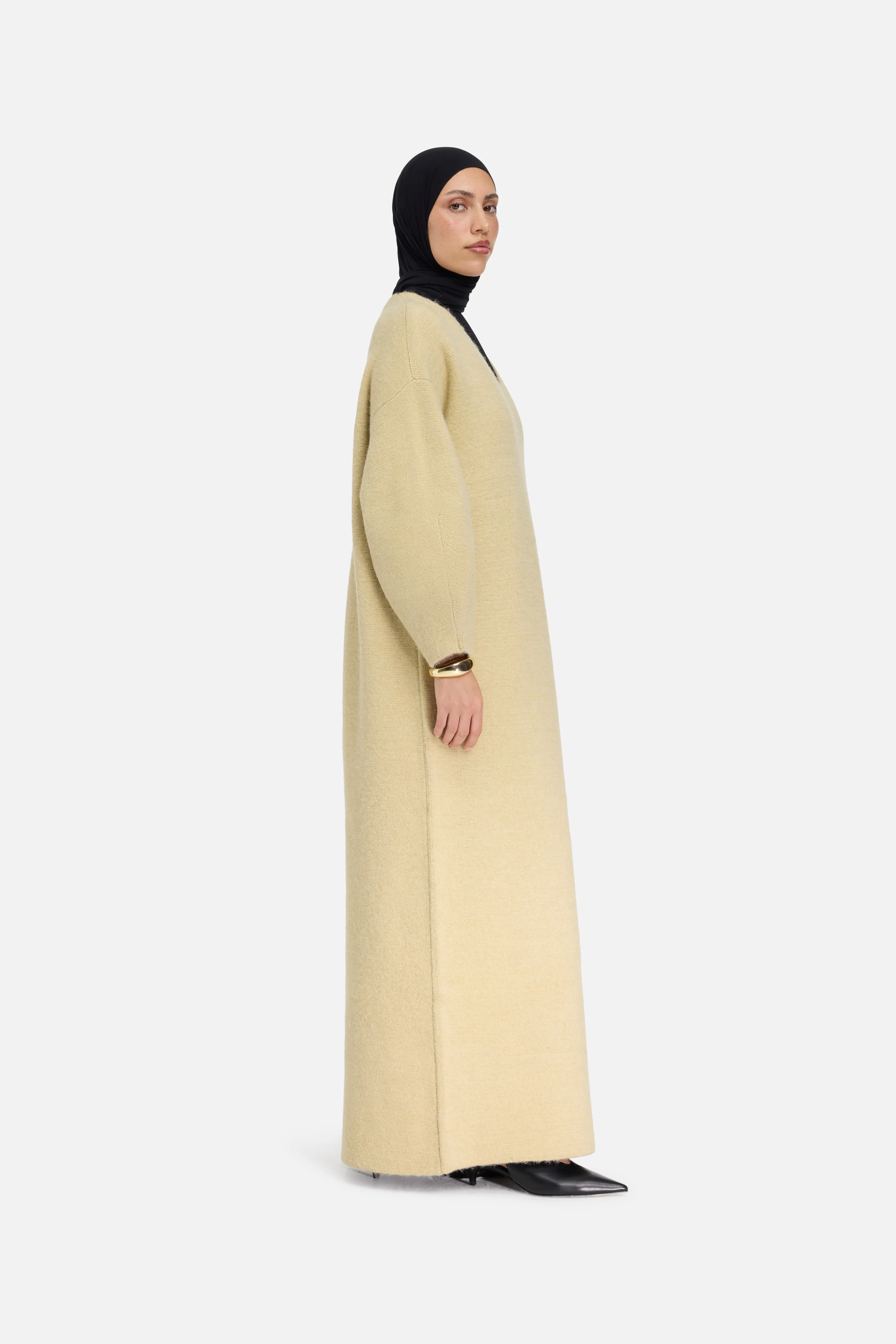 Brushed Knit V-Neck Dress | Desert Clay - Image 2