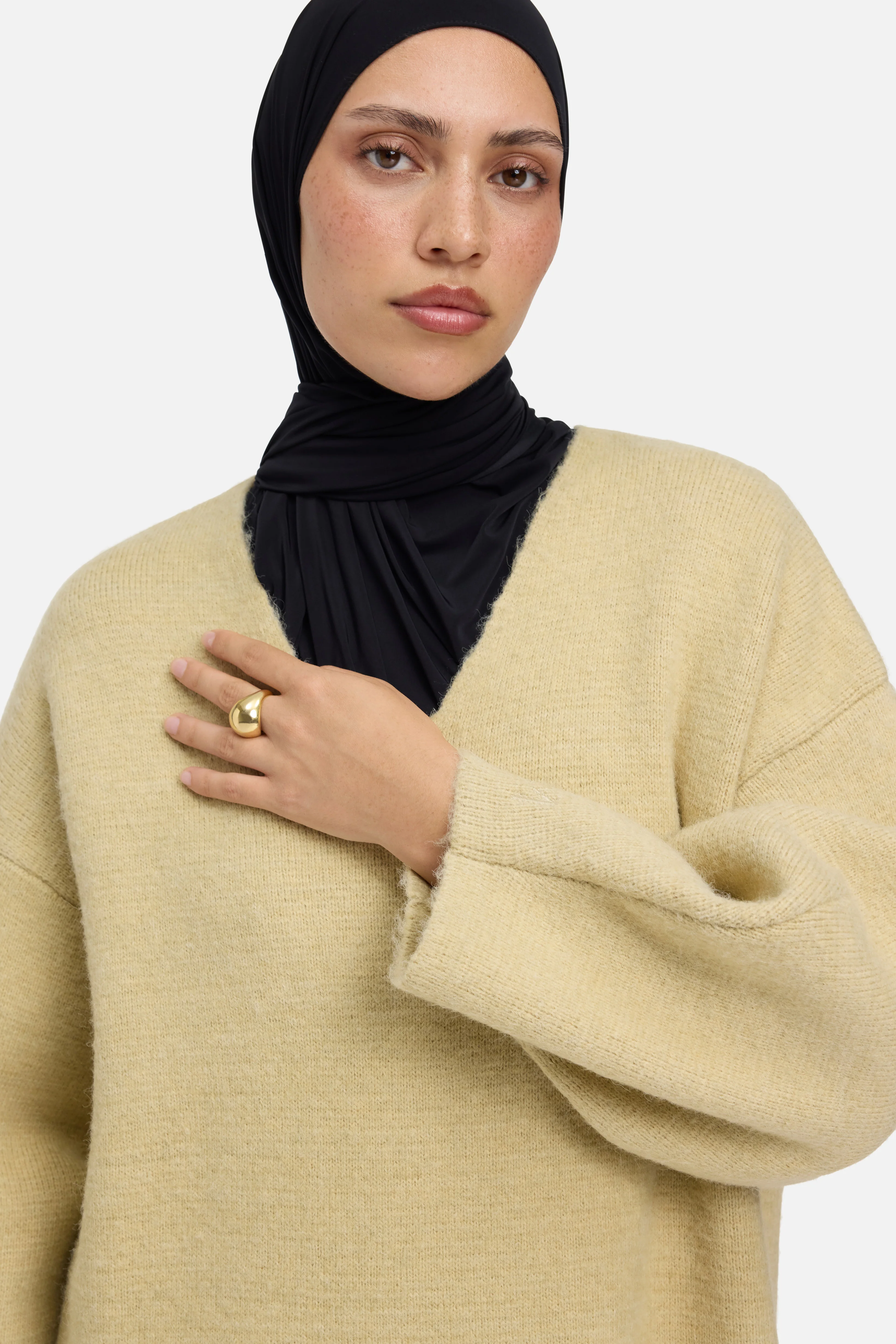 Brushed Knit V-Neck Dress | Desert Clay - Image 3