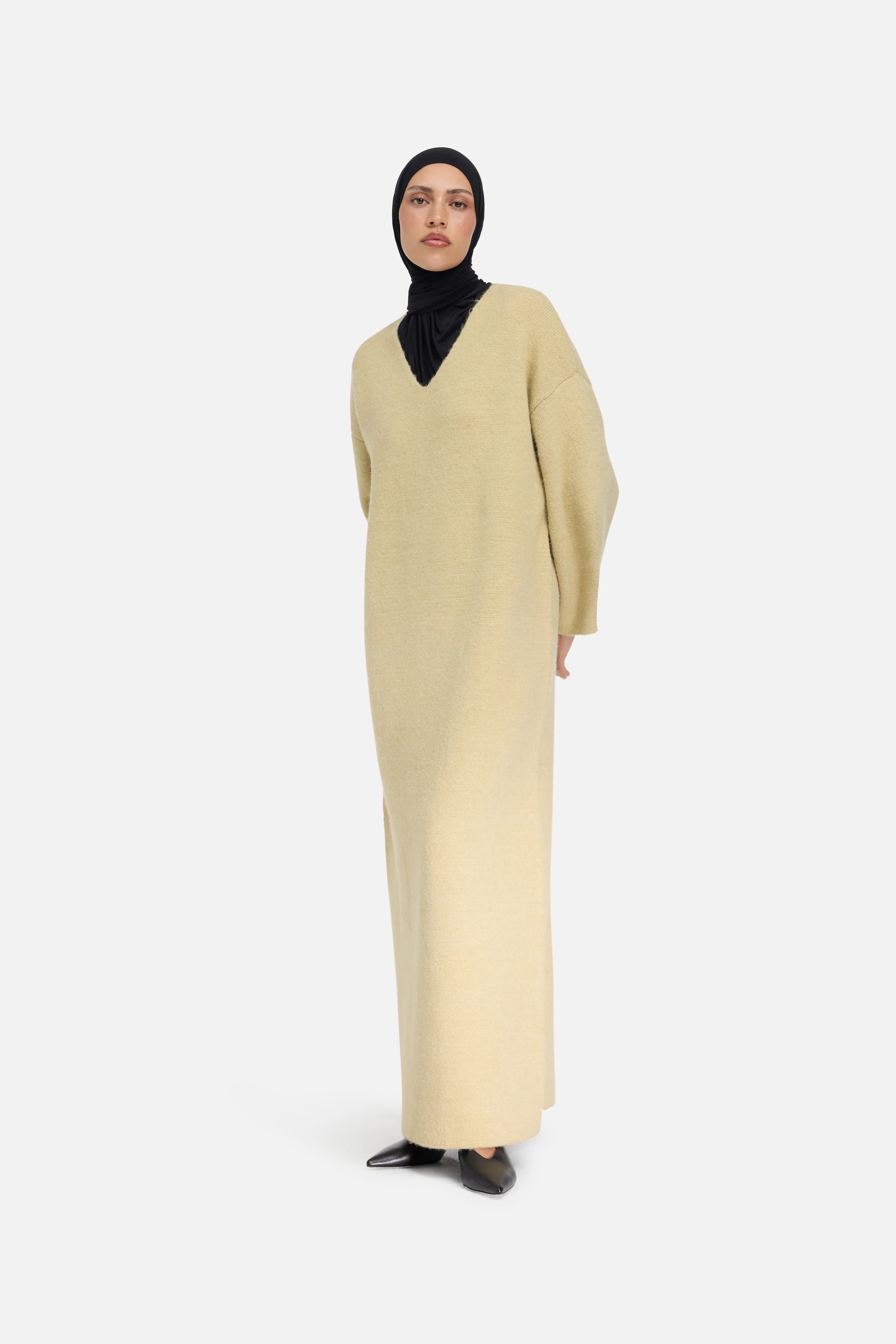Brushed Knit V-Neck Dress | Desert Clay - Image 4