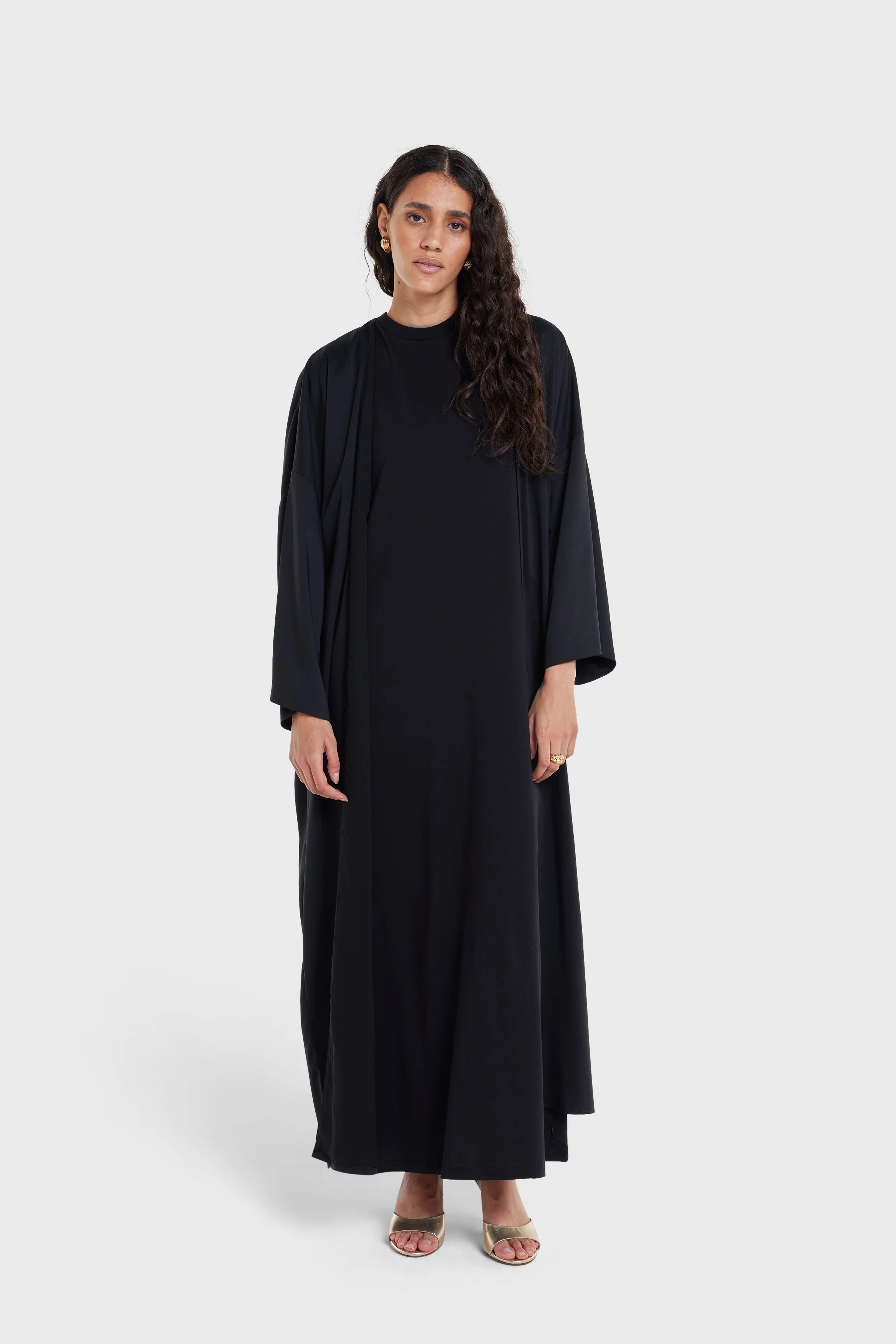 Cotton Sleeveless Dress | Black - Image 2