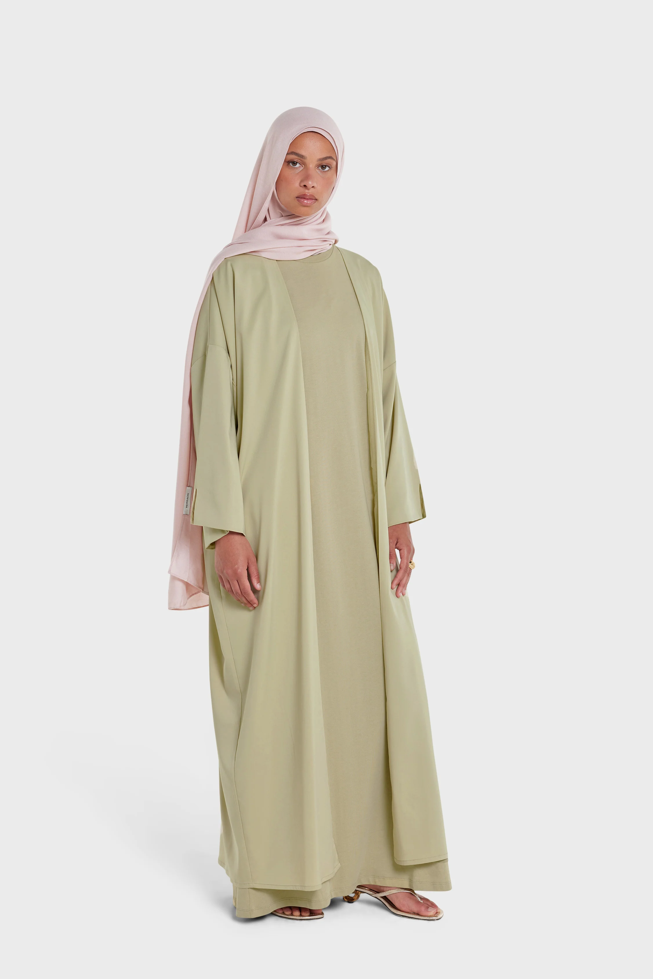 Cotton Sleeveless Dress | Soft Khaki - Image 2