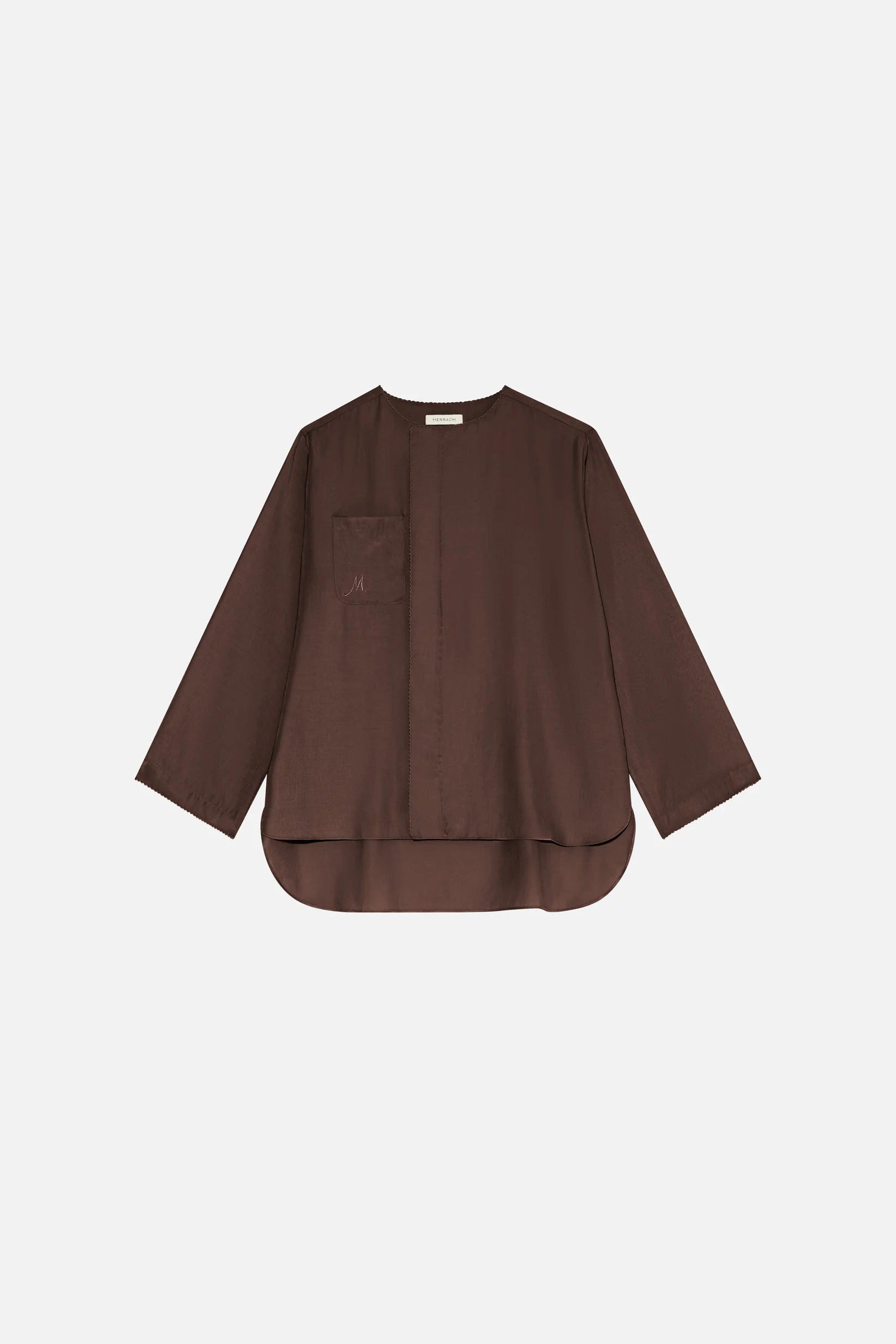 Crossover Collar Blouse | Burnt Mocha - Image 5