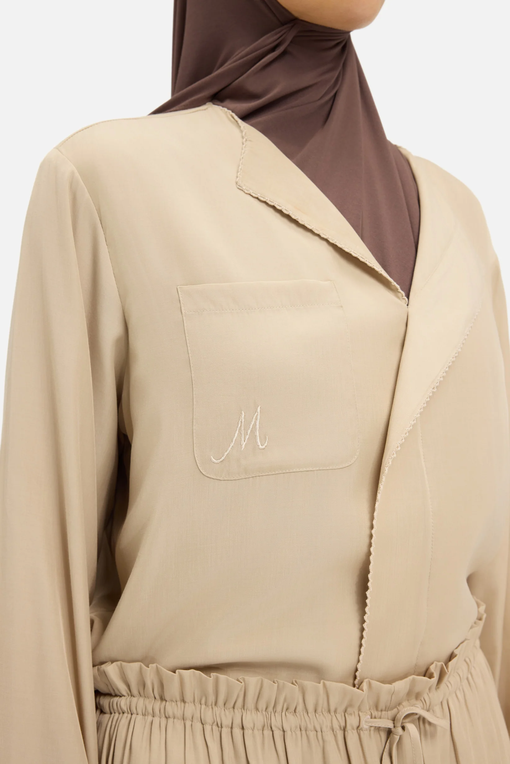 Crossover Collar Blouse | Oat - Image 4