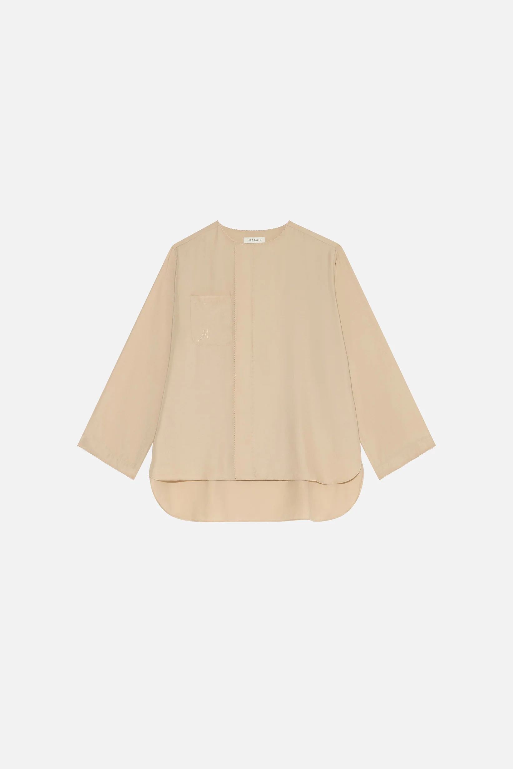 Crossover Collar Blouse | Oat - Image 5