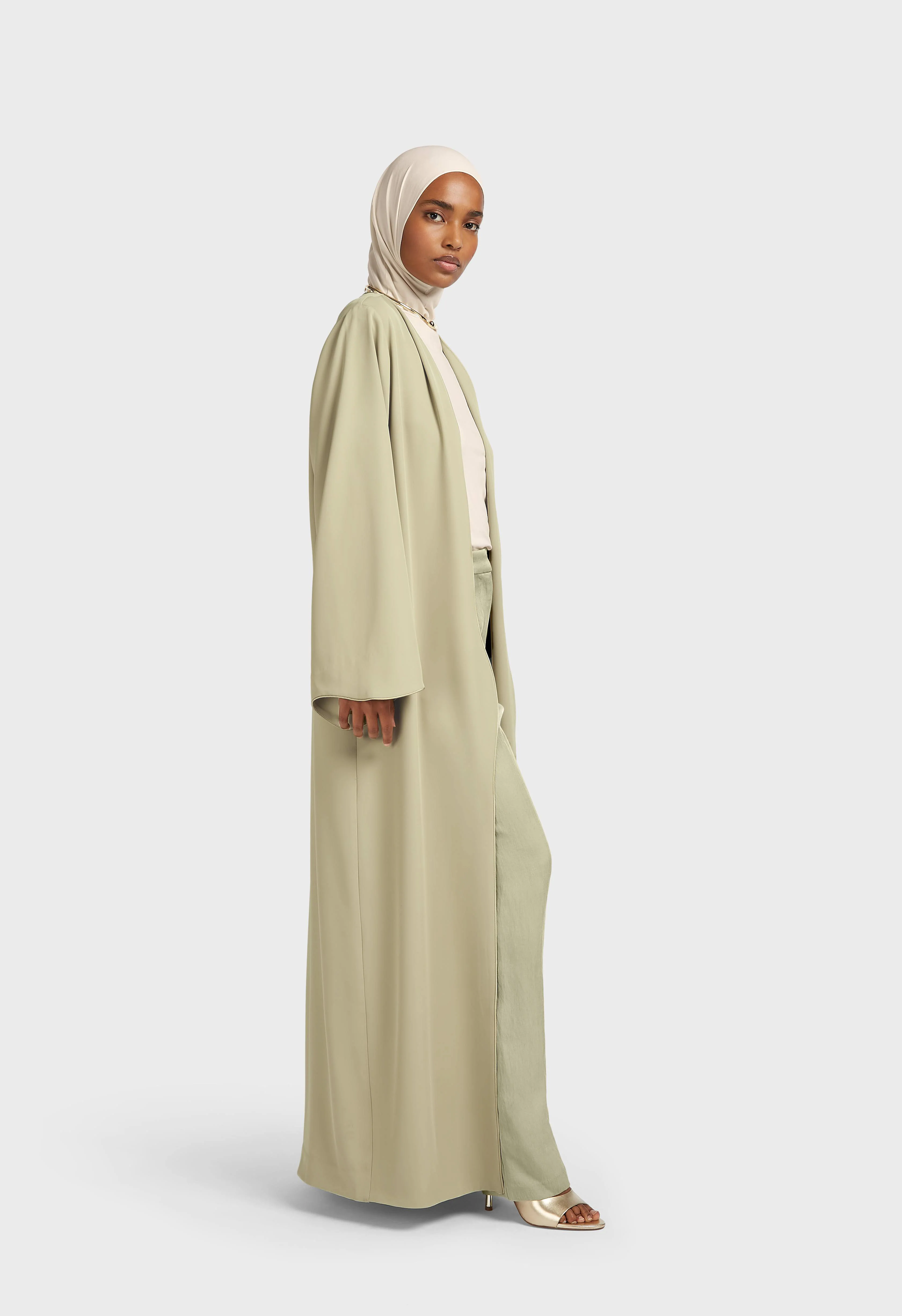 Curved Edge Abaya | Dry Basil - Image 2