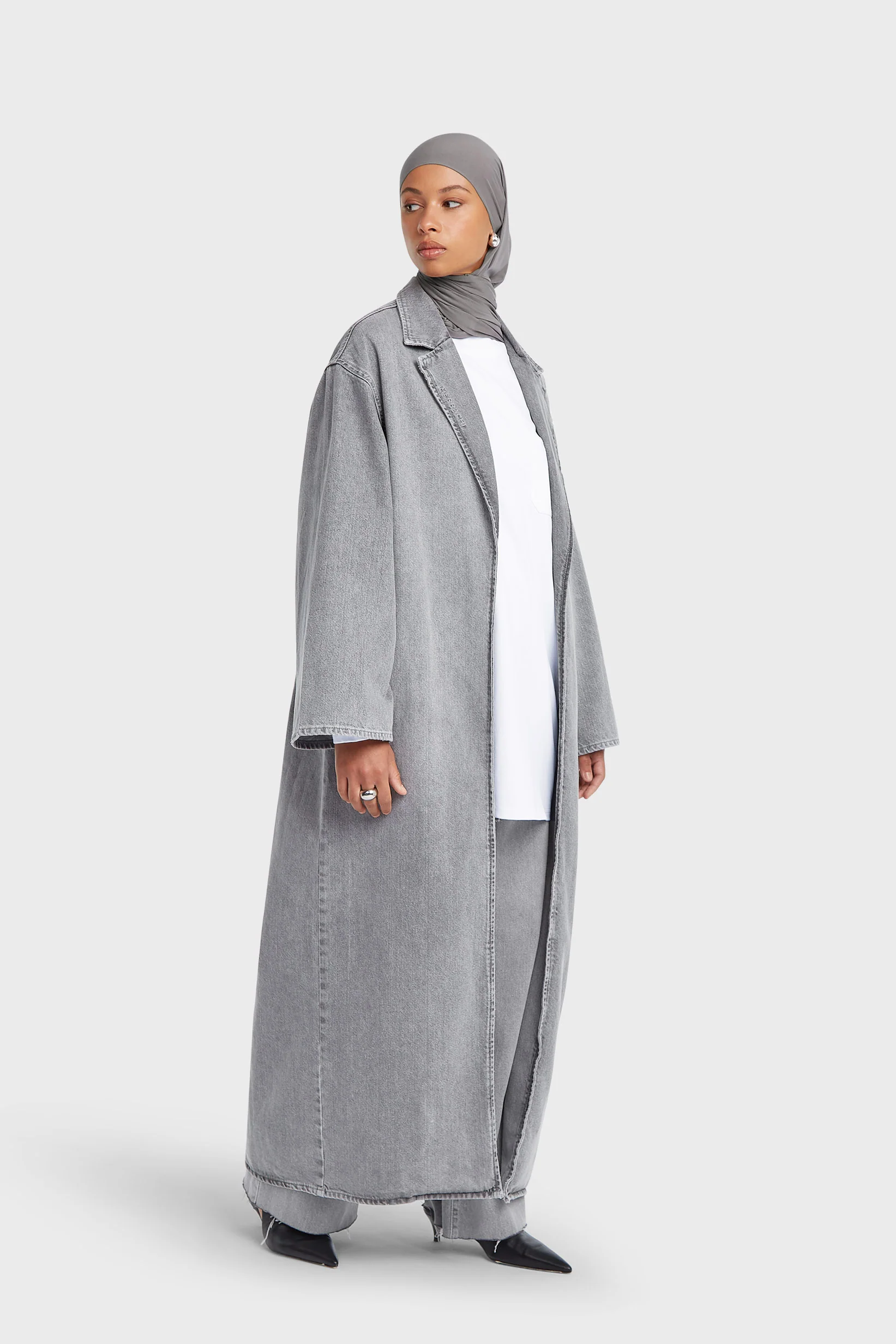 Denim Abaya | Washed Morning Grey - Image 2