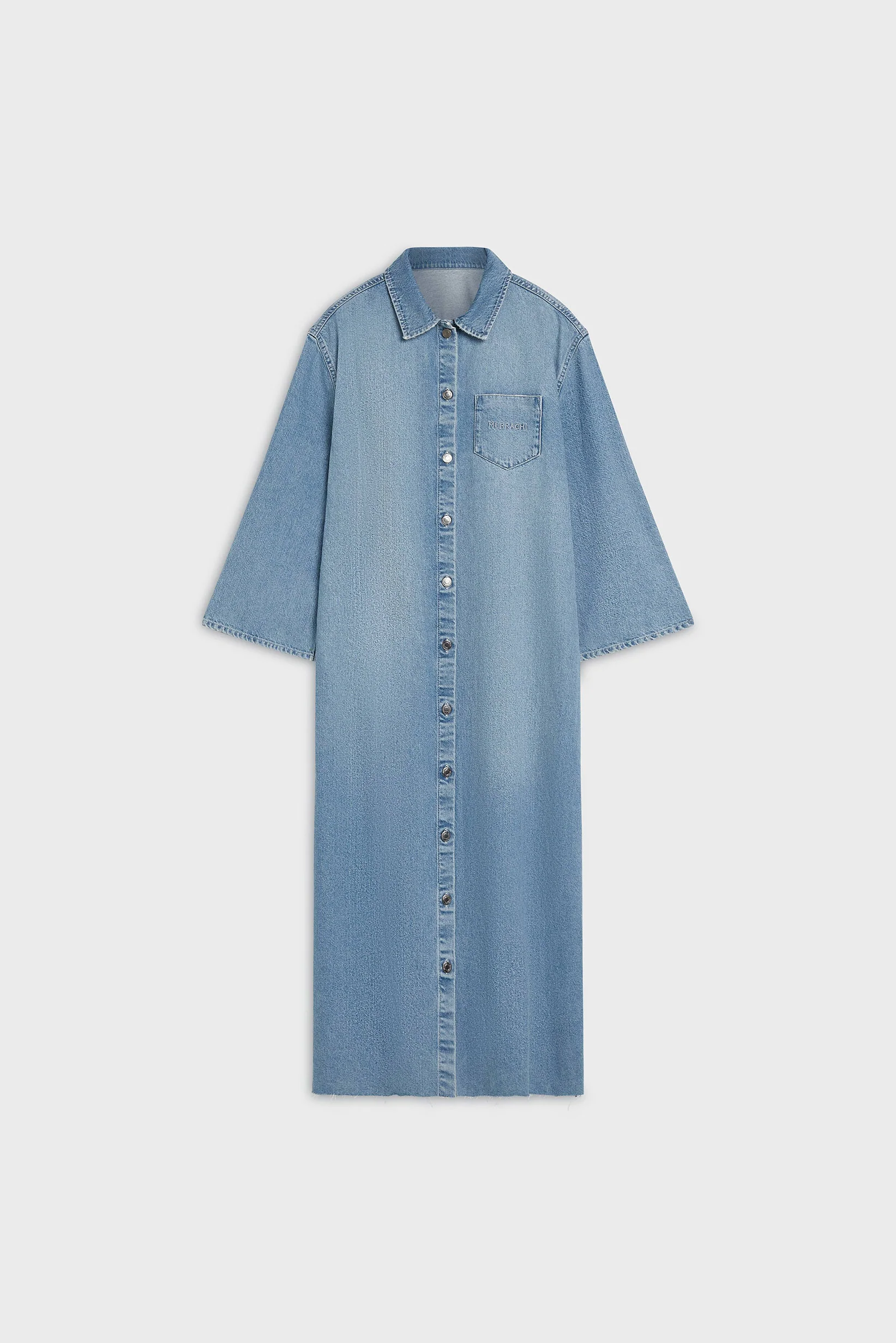 Denim Shirt Dress | Washed Silver Blue - Image 3