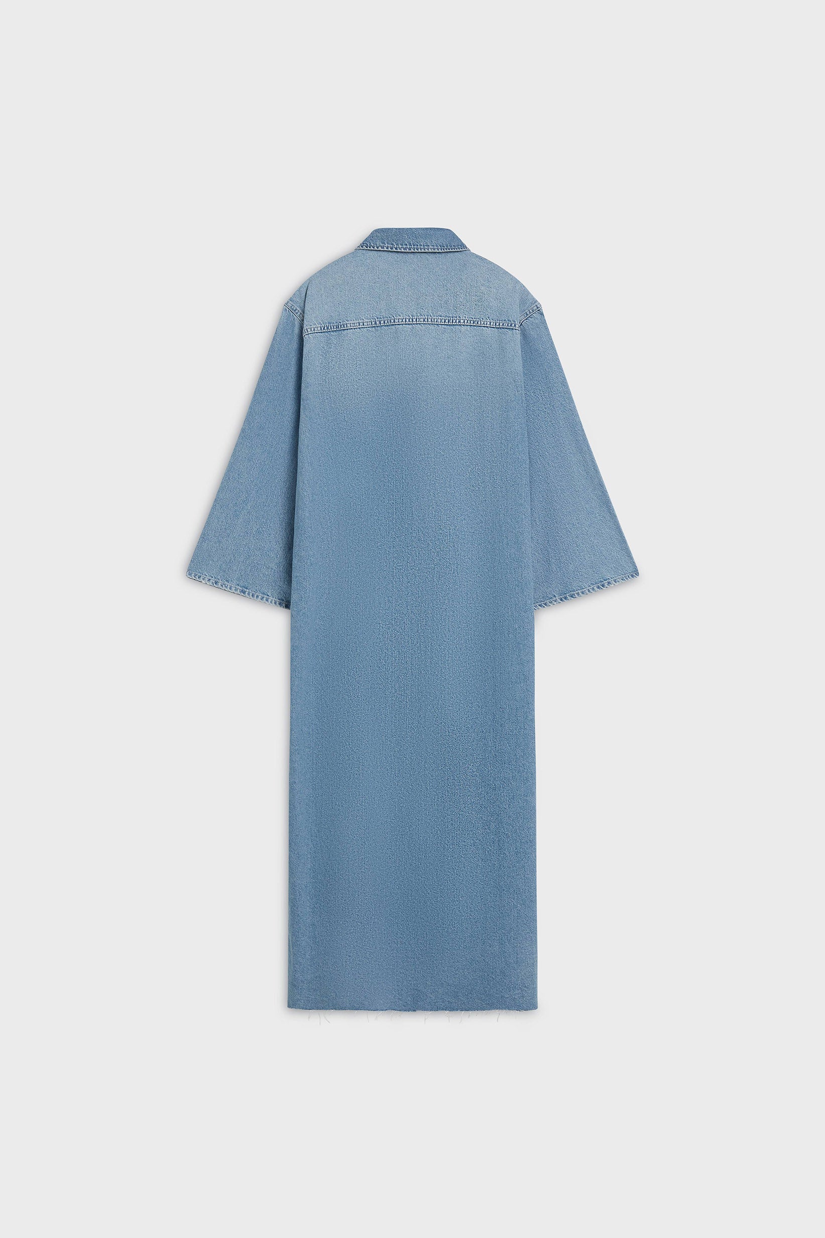Denim Shirt Dress | Washed Silver Blue - Image 4