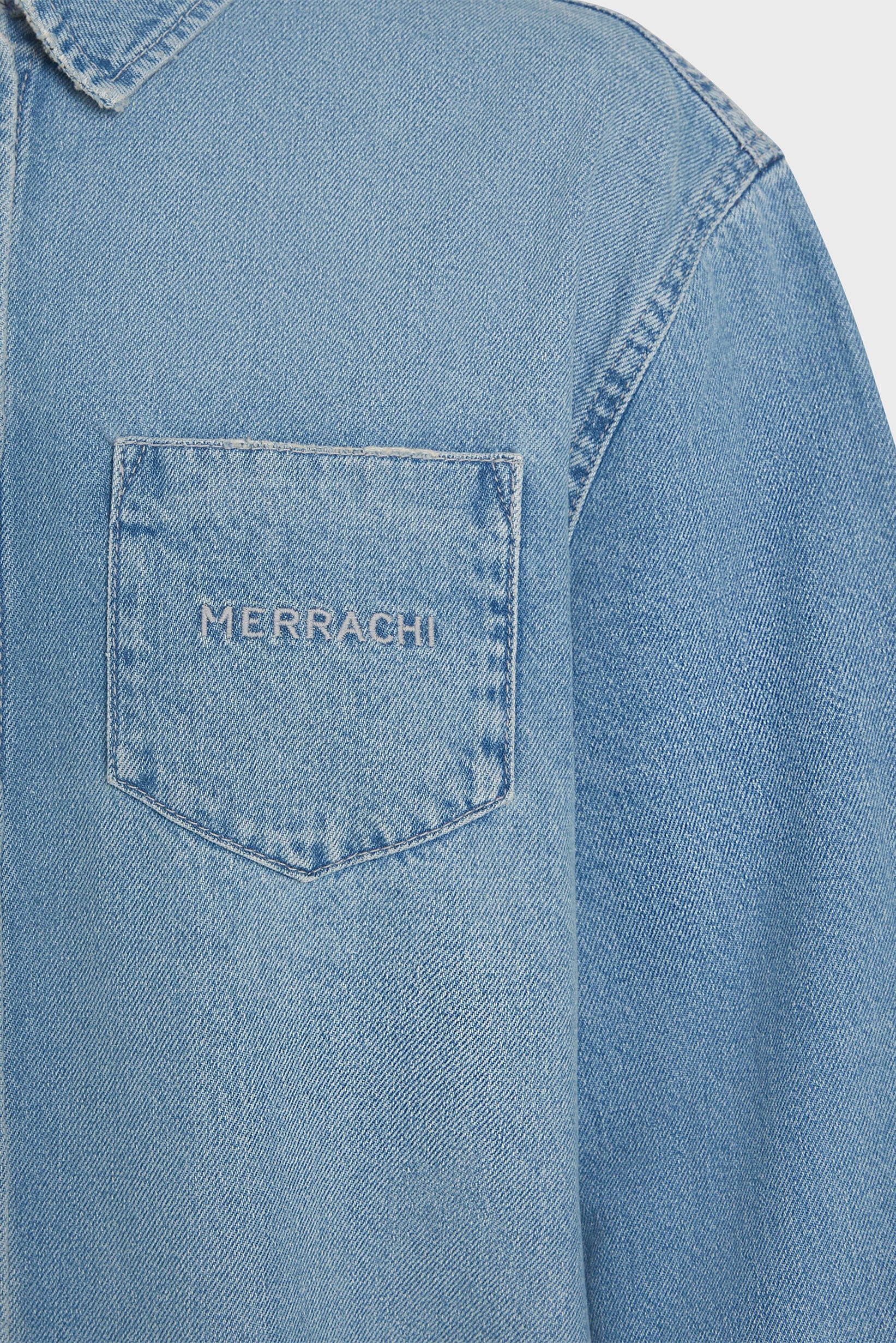 Denim Shirt Dress | Washed Silver Blue - Image 5
