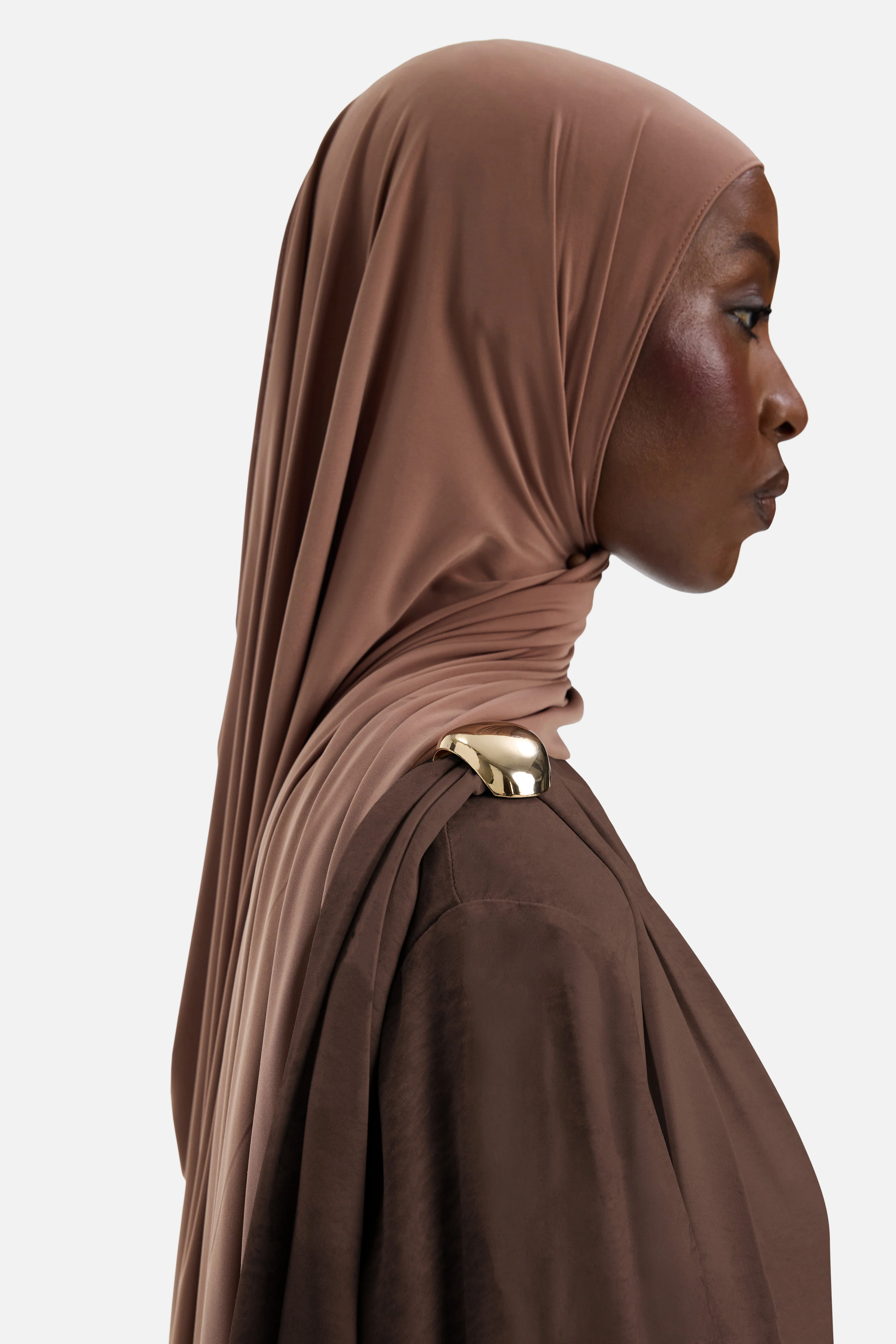 Detailed Shoulder Dress | Ash Brown - Image 2