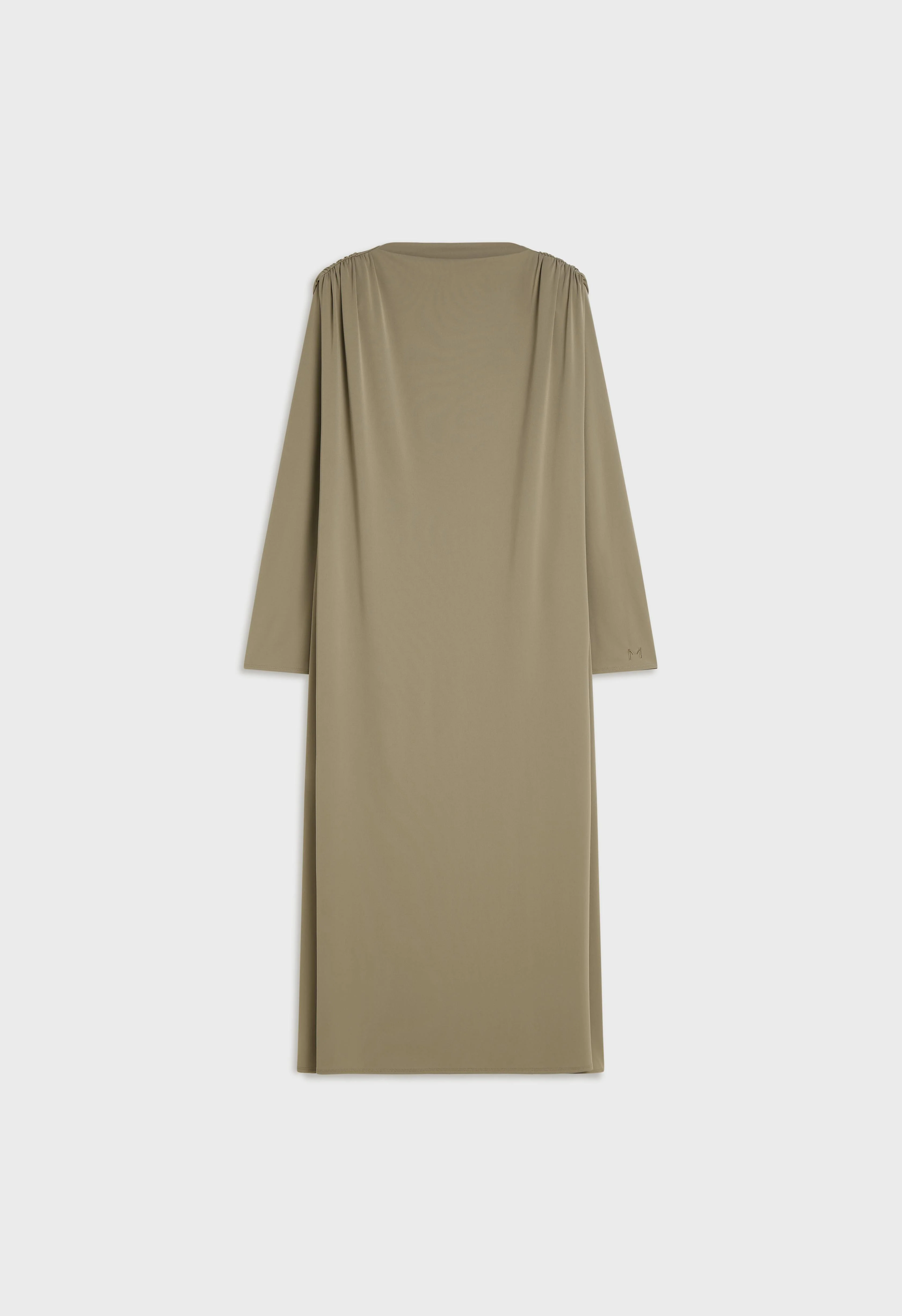 Double Draped Shoulder Dress | Desert Brown - Image 4