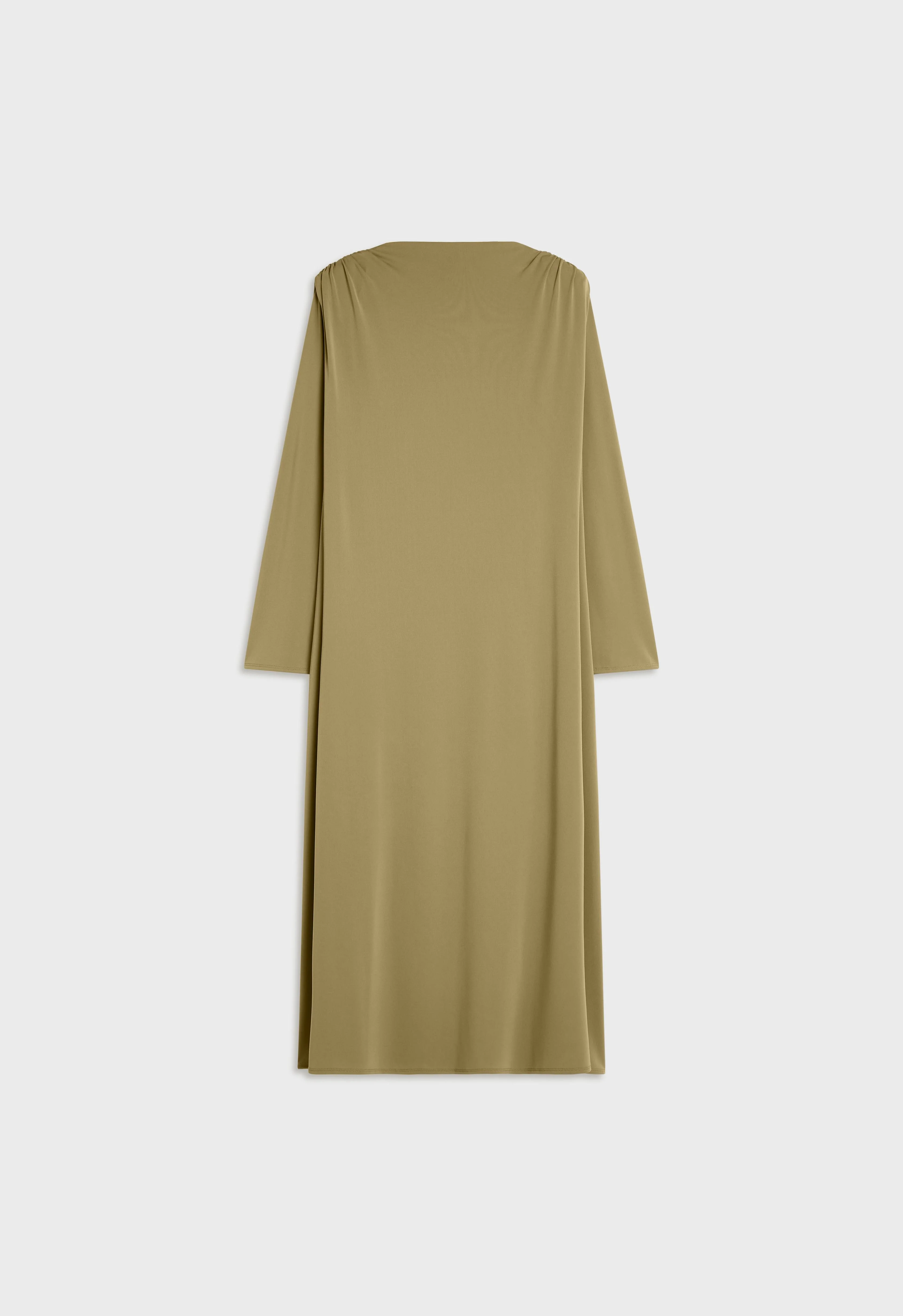 Double Draped Shoulder Dress | Grey Green - Image 3