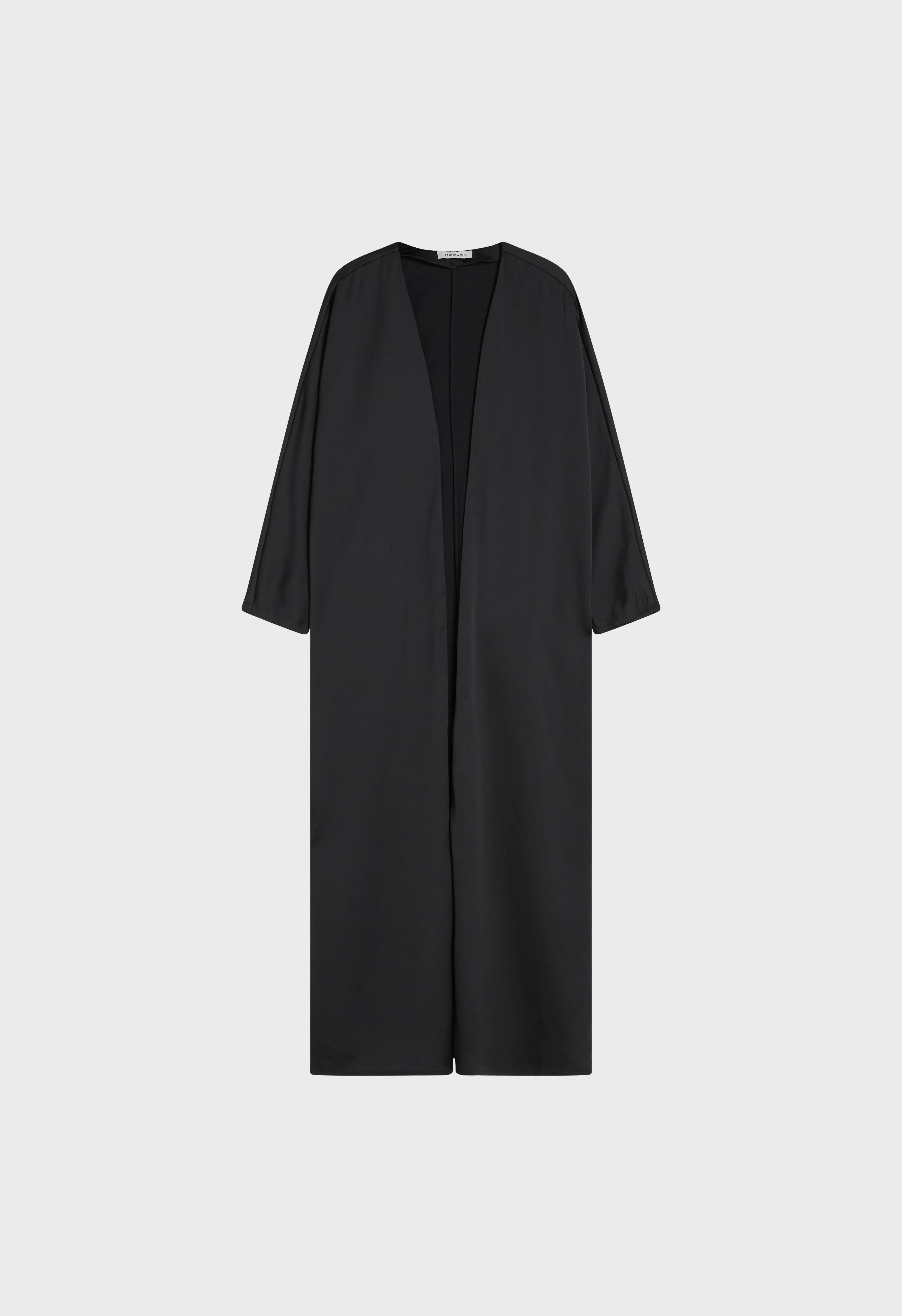 Dull Satin Bat Sleeve Abaya | Black - Image 3