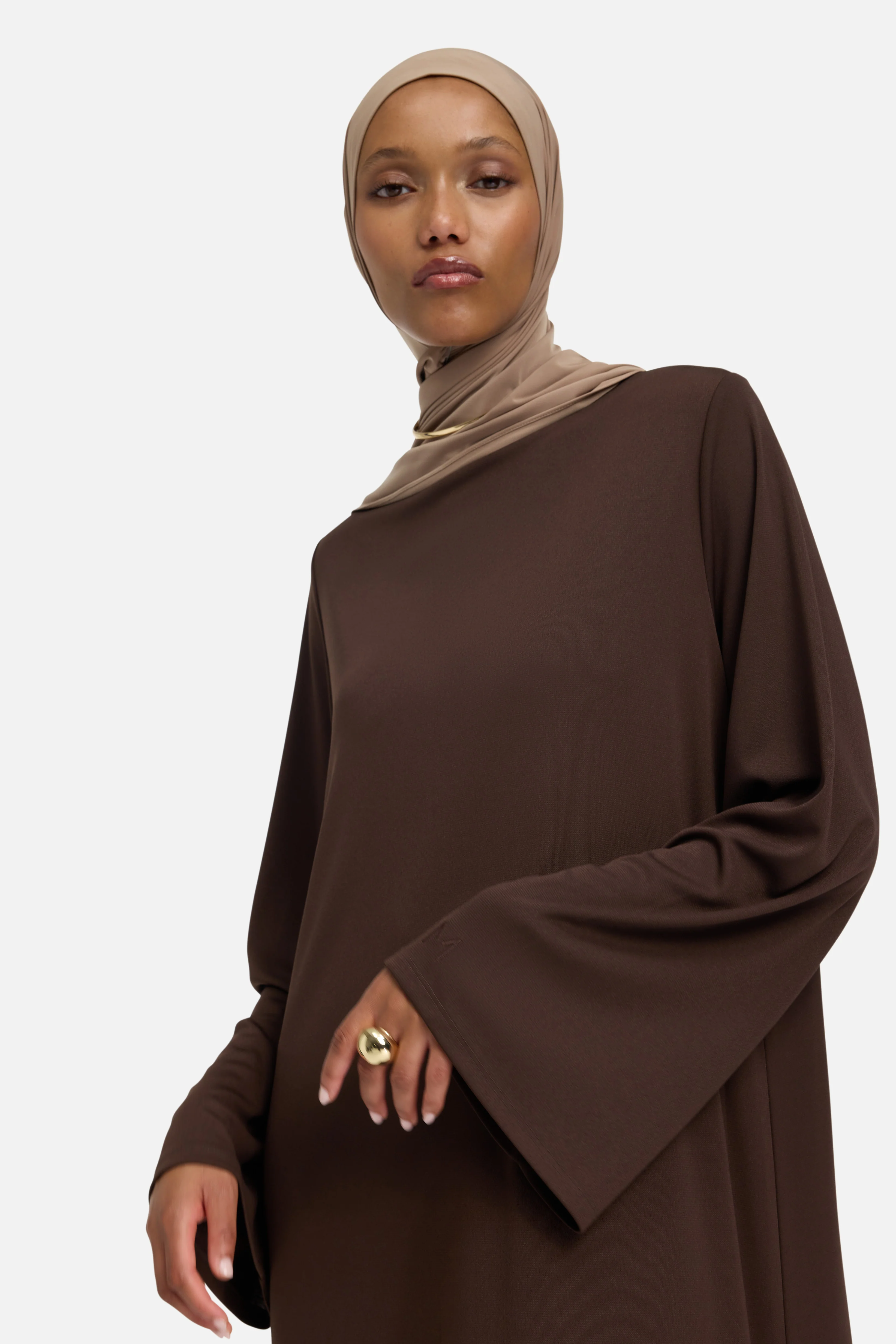 Essential Jersey Dress Regular | Dark Brown - Image 4