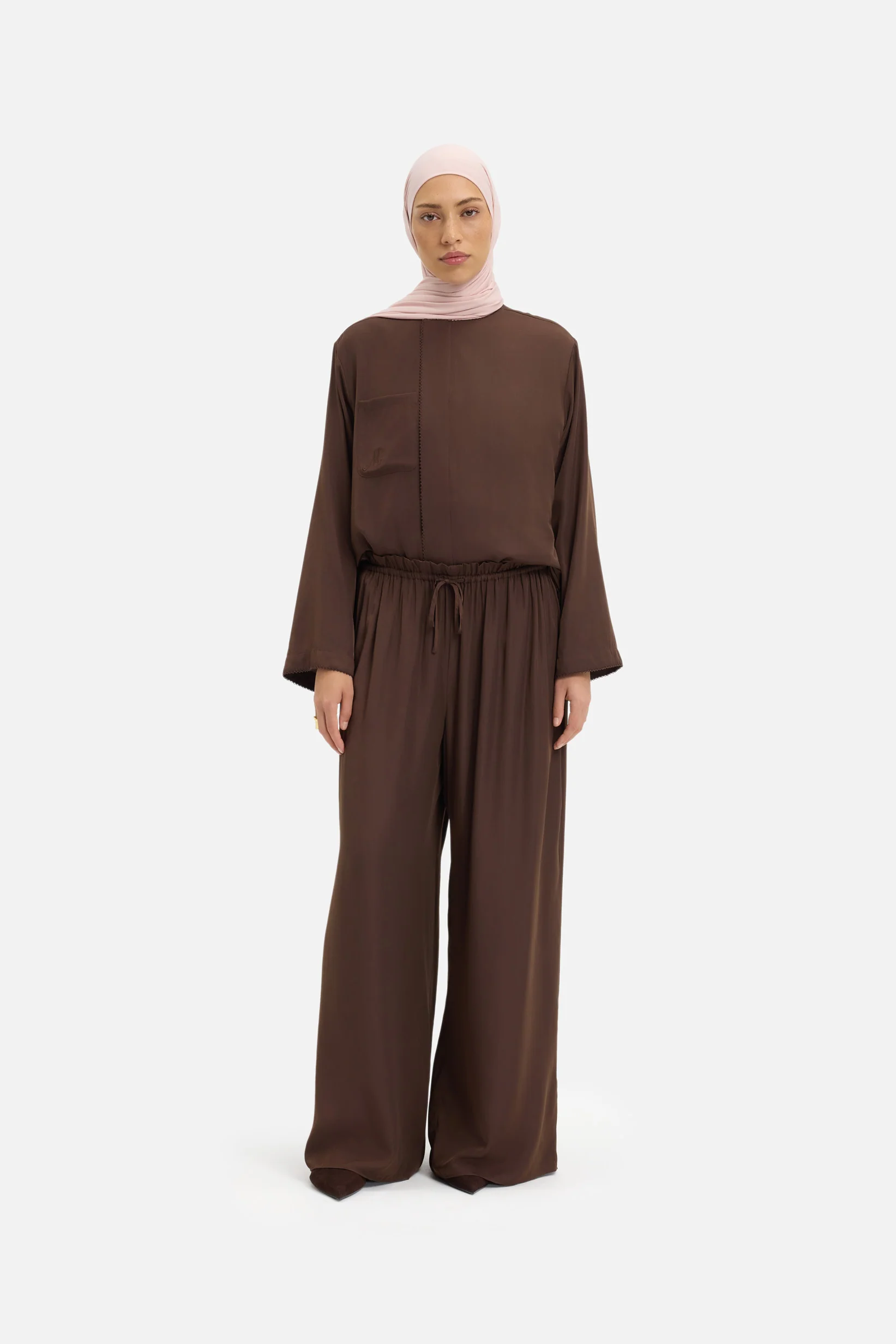 Flowy Loose Fit Trousers | Burnt Mocha