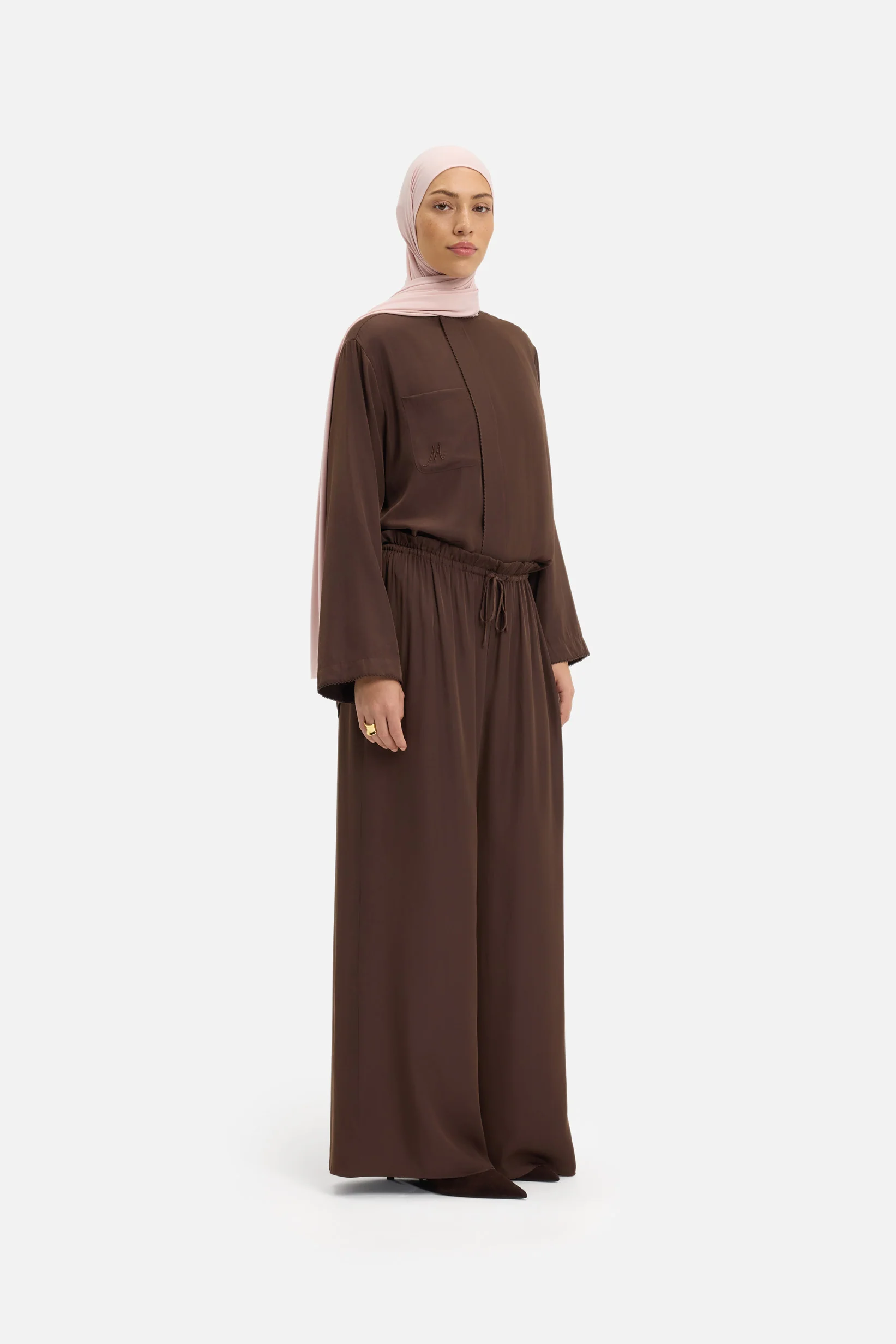 Flowy Loose Fit Trousers | Burnt Mocha - Image 2