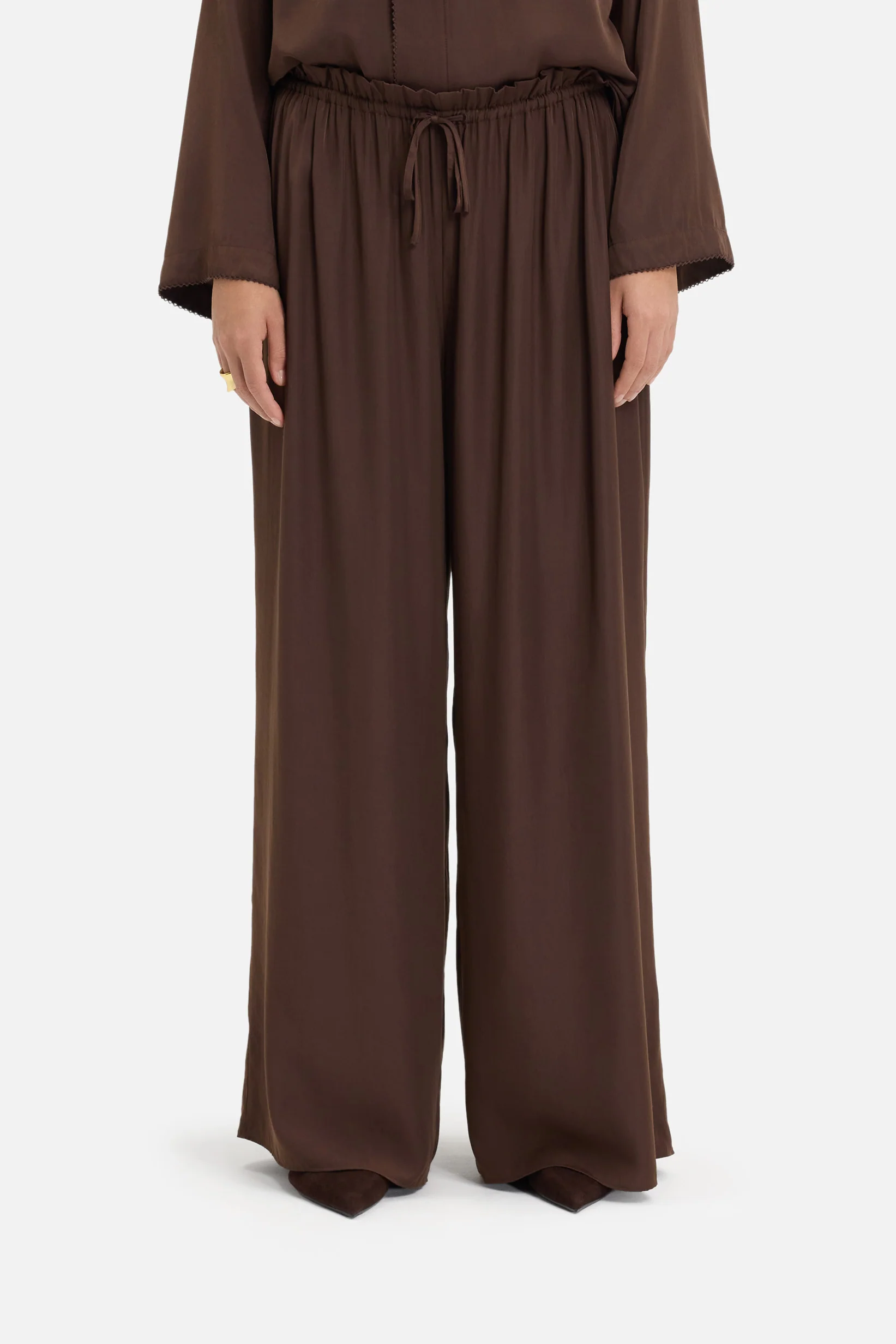 Flowy Loose Fit Trousers | Burnt Mocha - Image 3