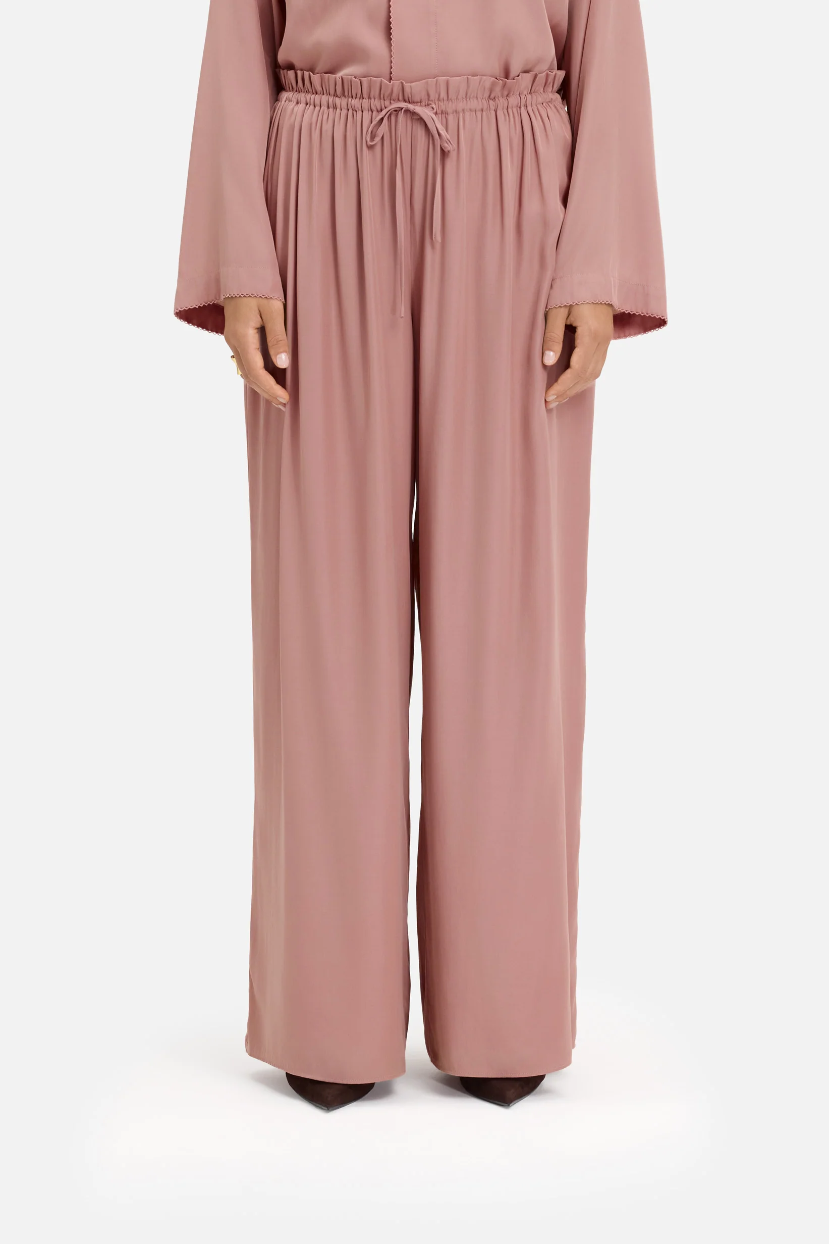 Flowy Loose Fit Trousers | Light Berry - Image 3