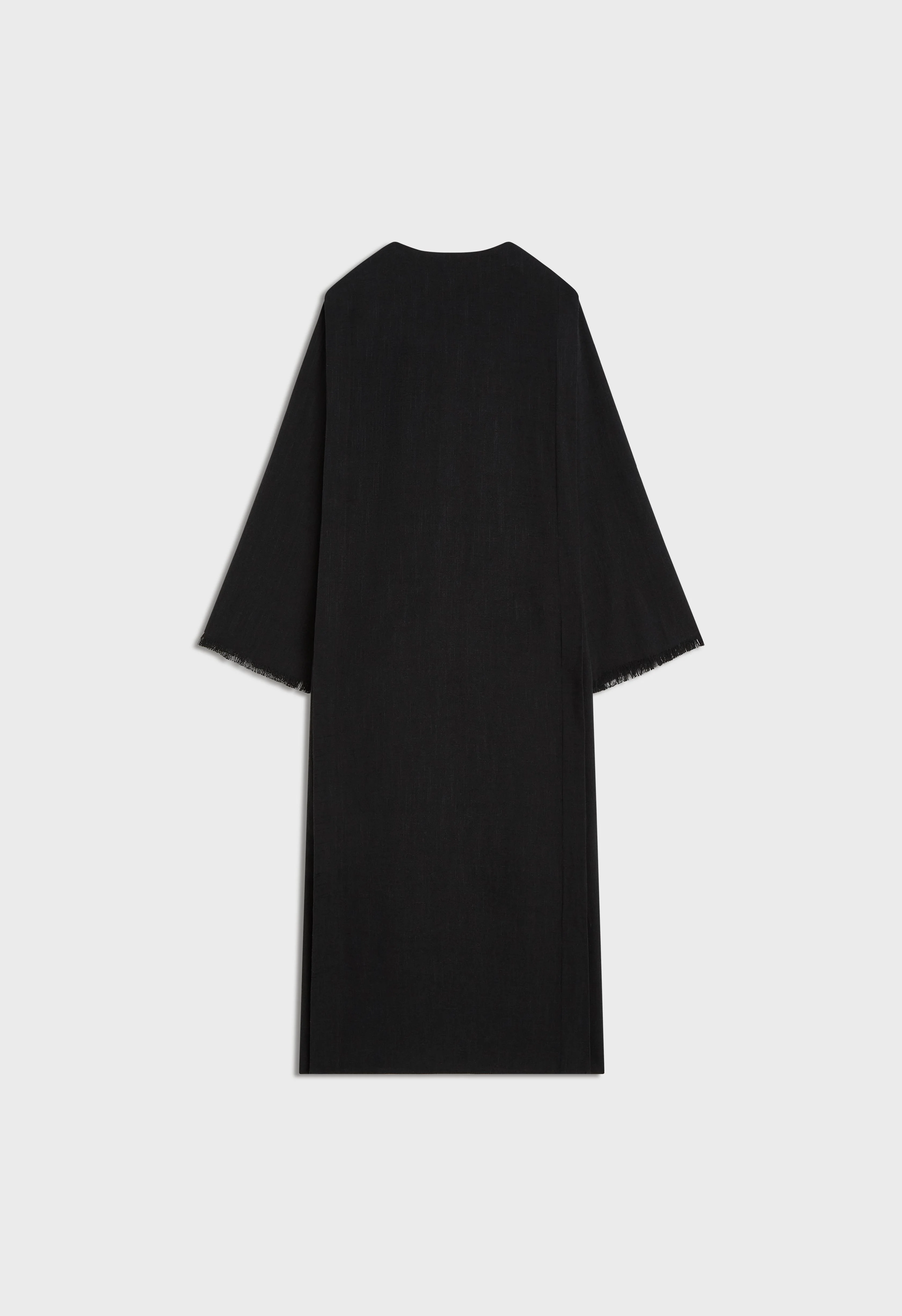 Frayed Hem Abaya | Black - Image 3